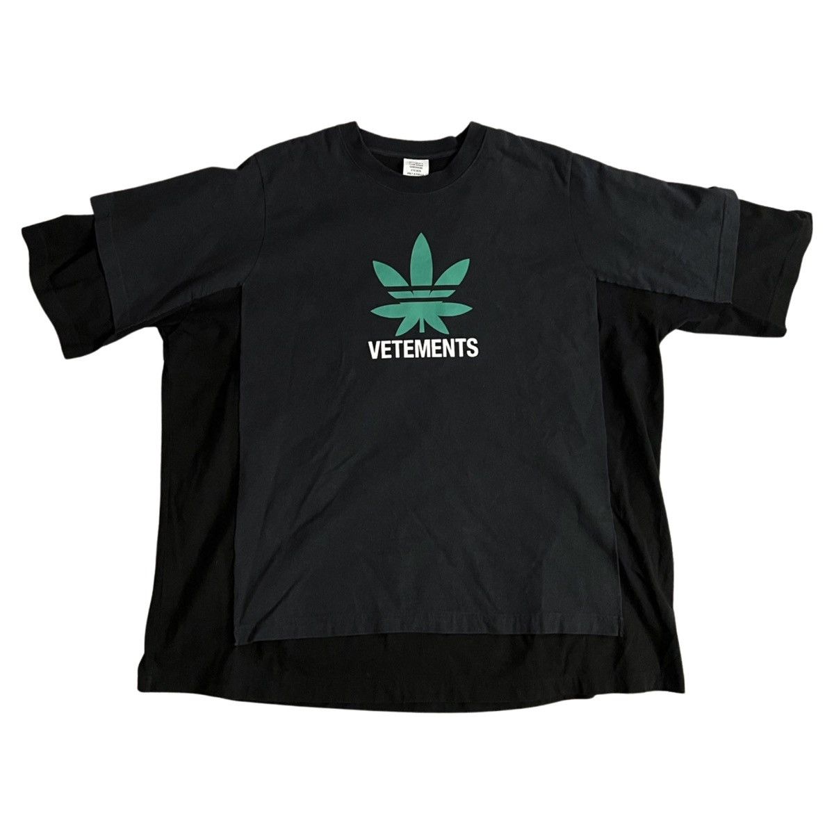 image of Vetements Adidas Weed Double Layered Tshirt in Black, Men's (Size Small)