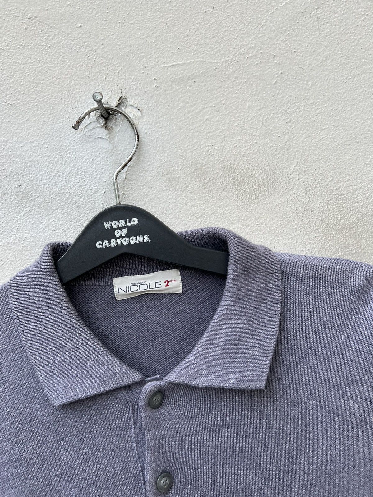 Matsuda Vintage 90s Monsieur Nicole Silk Linen Collar Sweater Size US XL / EU 56 / 4 - 3 Thumbnail
