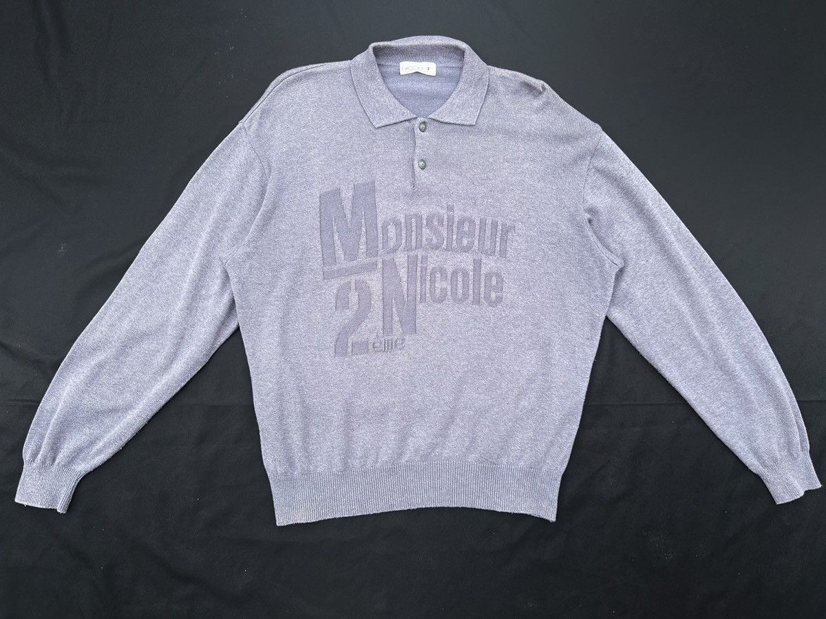 Matsuda Vintage 90s Monsieur Nicole Silk Linen Collar Sweater Size US XL / EU 56 / 4 - 9 Thumbnail