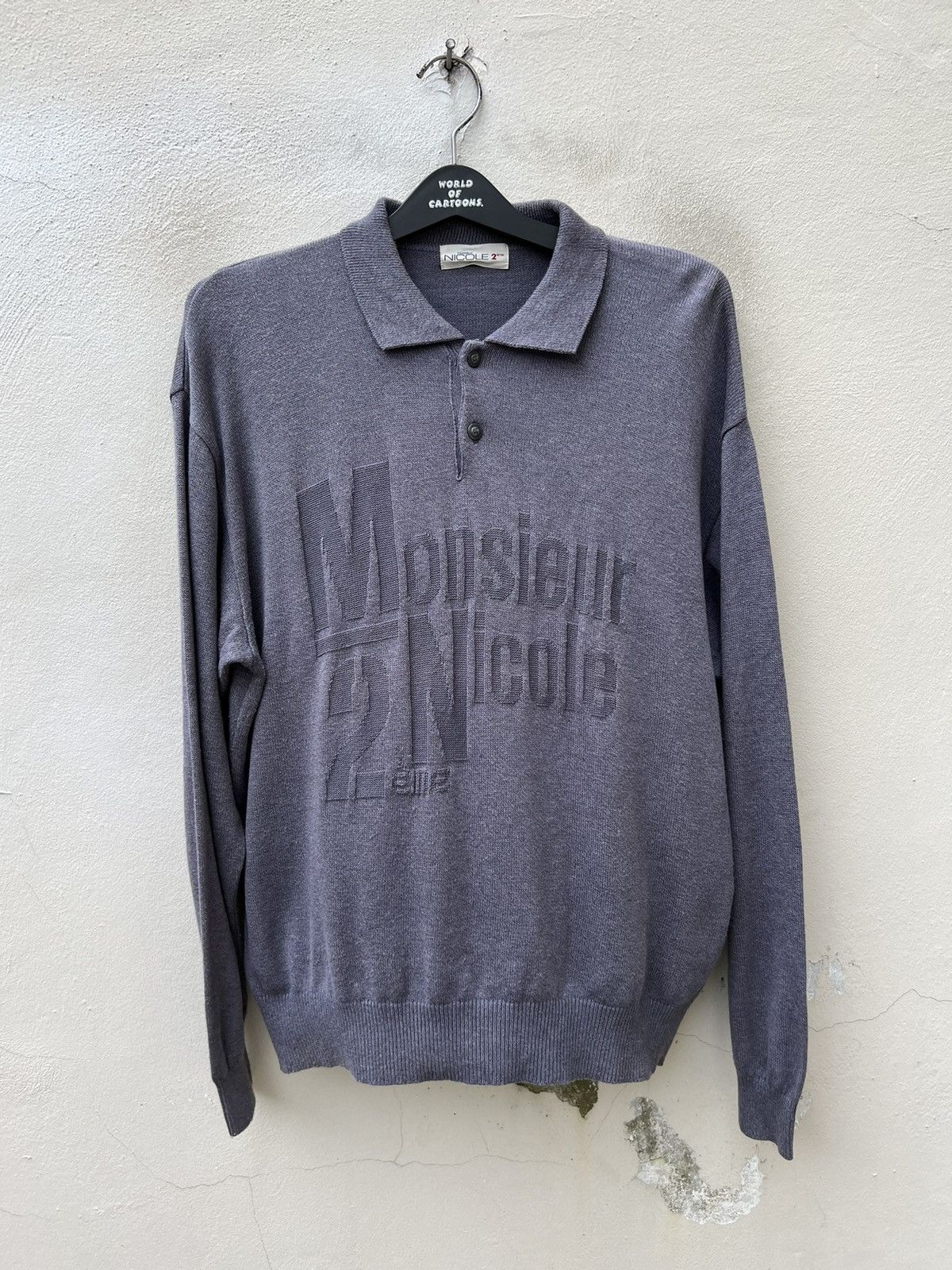 Matsuda Vintage 90s Monsieur Nicole Silk Linen Collar Sweater Size US XL / EU 56 / 4 - 1 Thumbnail