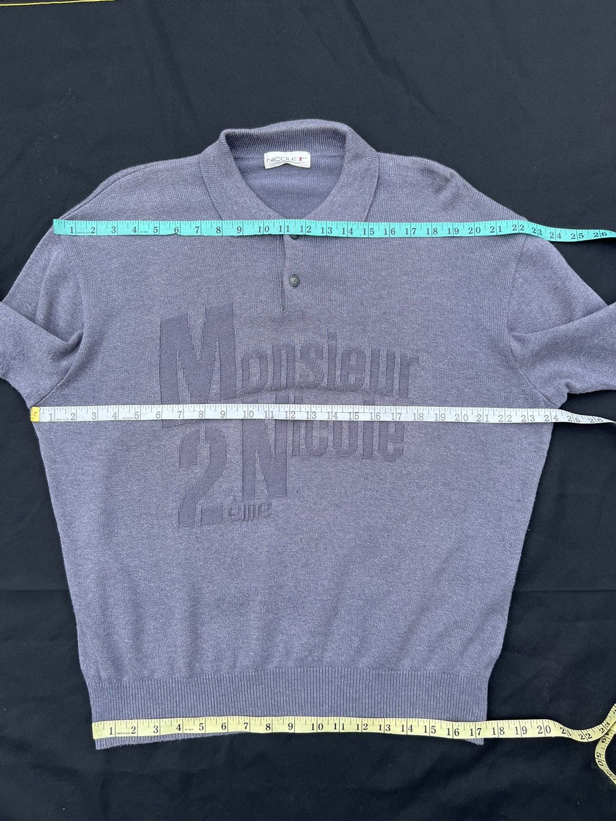 Matsuda Vintage 90s Monsieur Nicole Silk Linen Collar Sweater Size US XL / EU 56 / 4 - 10 Thumbnail