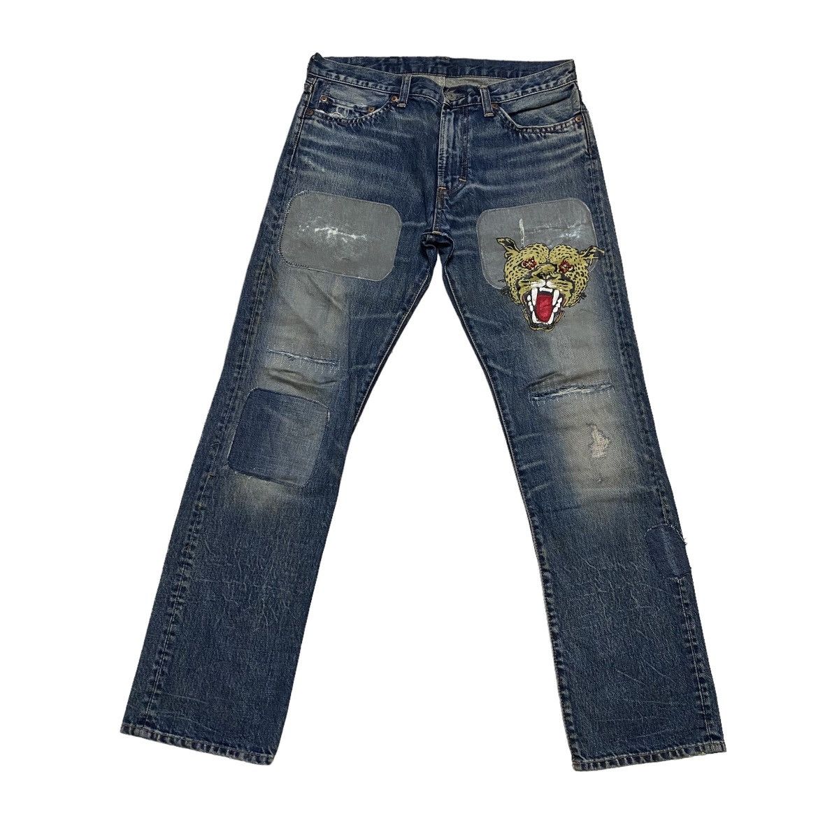 RNa Inc. patchwork tiger denim pant