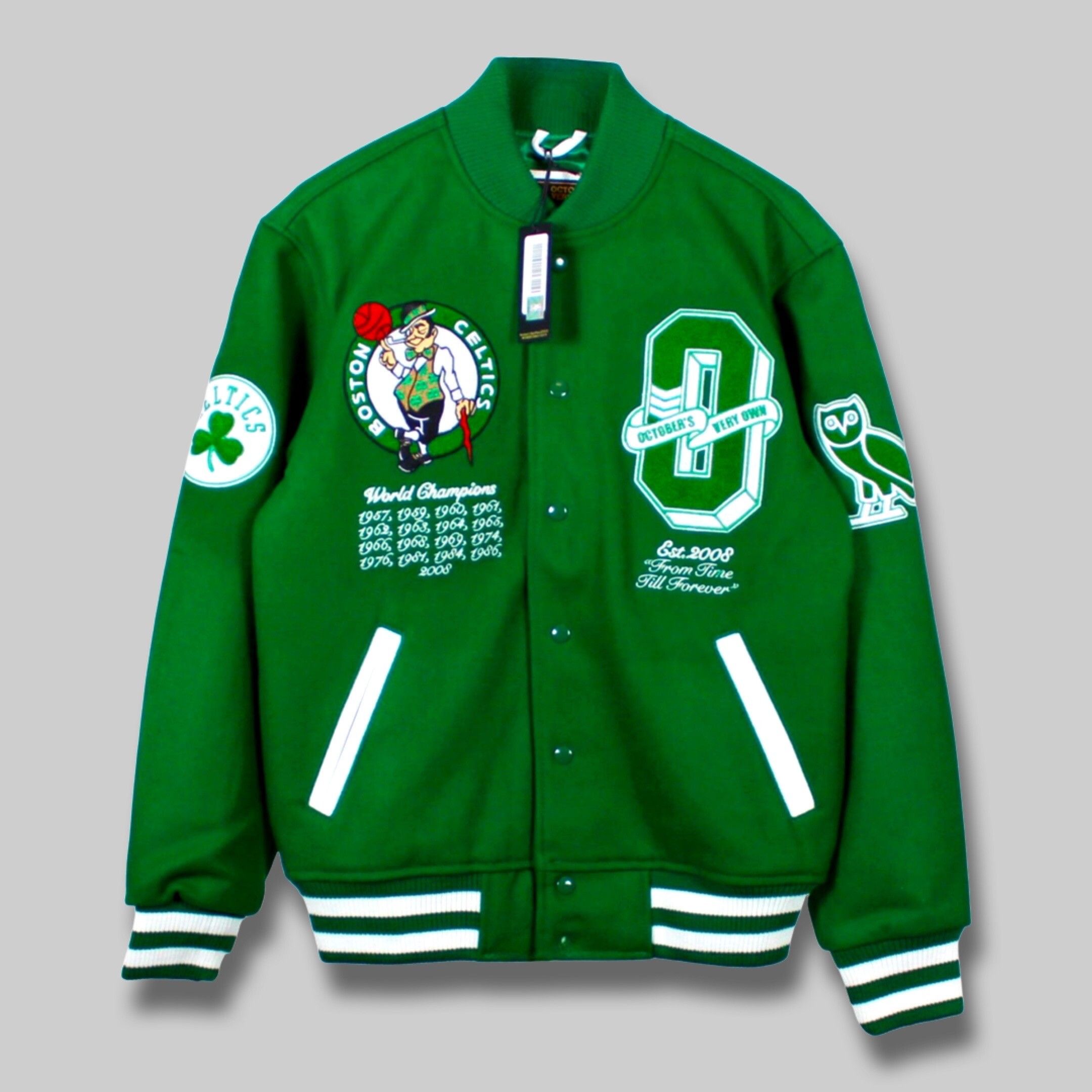 Ovo x NBA Celtics Varsity Jacket Green