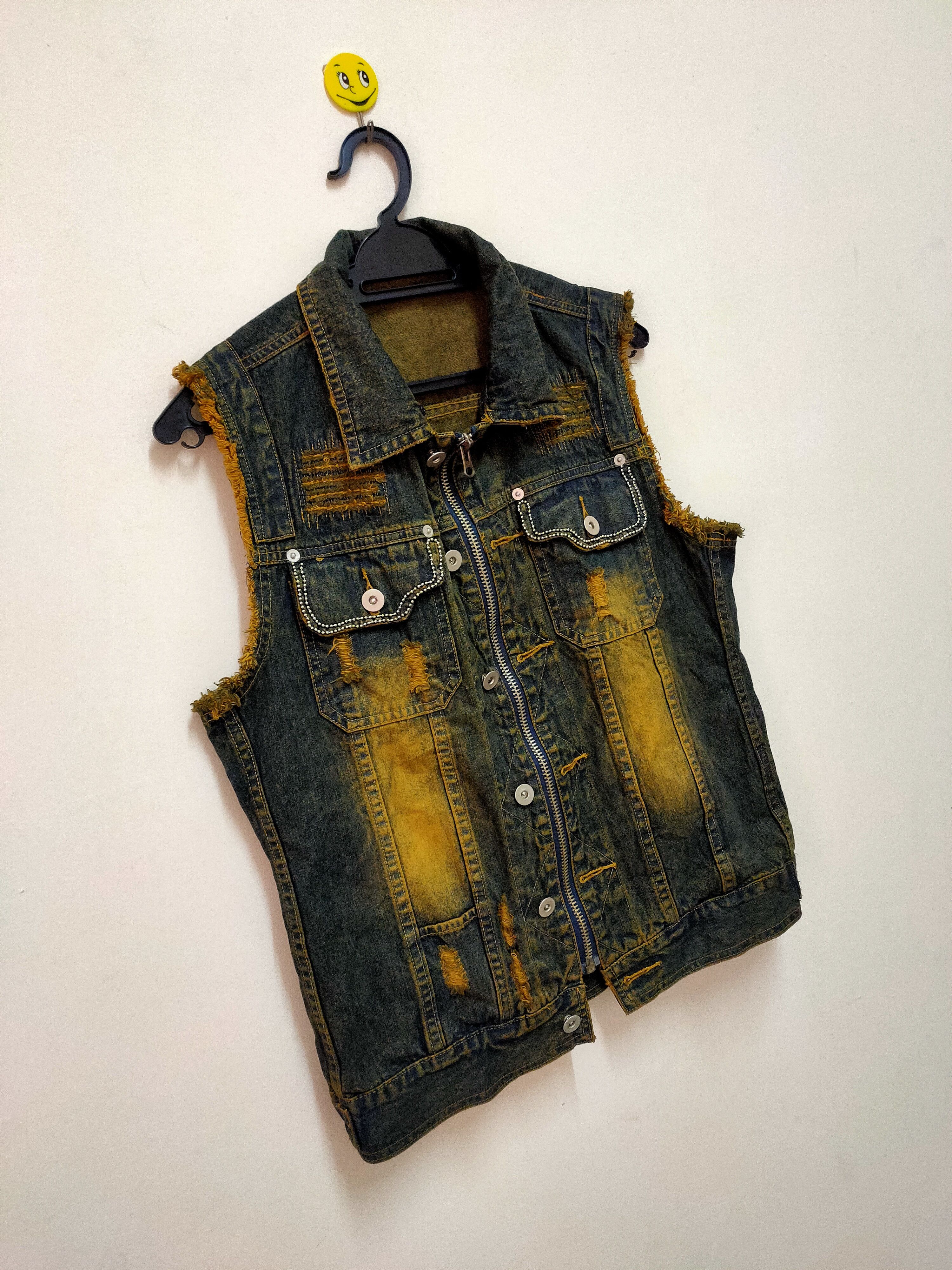 In The Attic In The Attic Distressed Denim Jacket Zipper Jacket Size US M / EU 48-50 / 2 - 1 Thumbnail