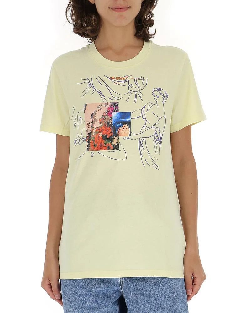 Off-White Yellow Illustrated Print Woman T-Shirt Size US XS / EU 42 / 0 - 2 Thumbnail