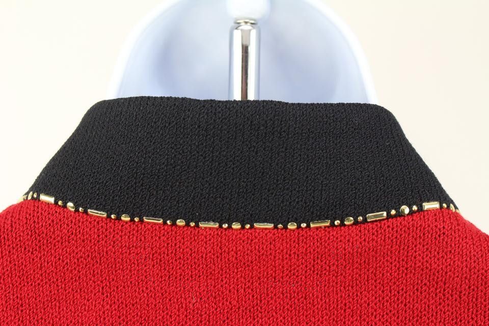 St. John Collection Size 14 Marie Grey Red Cardigan s331st36