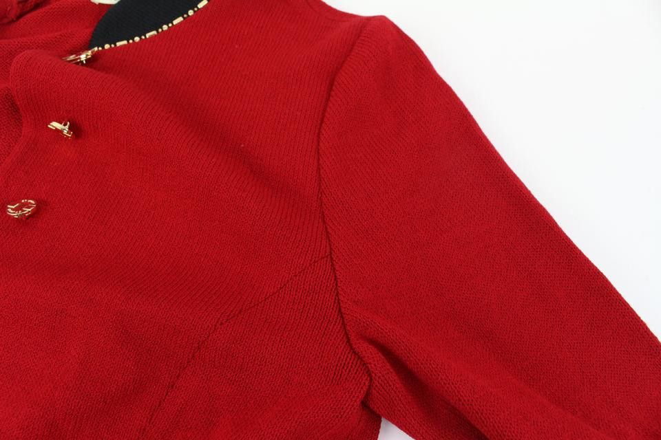 St. John Collection Size 14 Marie Grey Red Cardigan s331st36