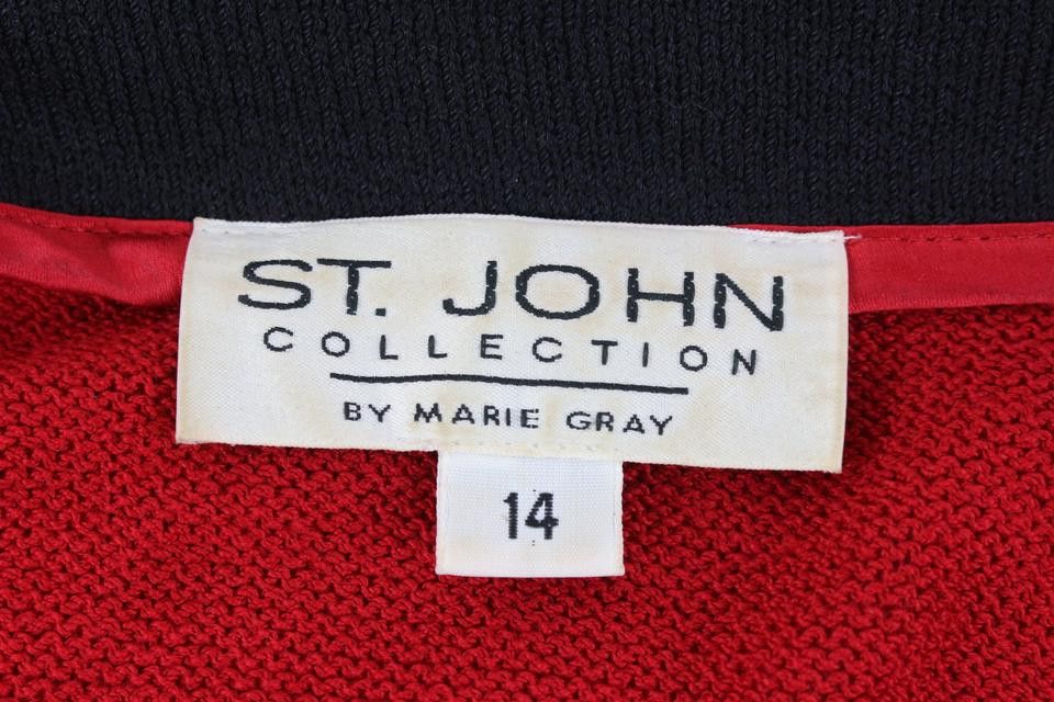 St. John Collection Size 14 Marie Grey Red Cardigan s331st36