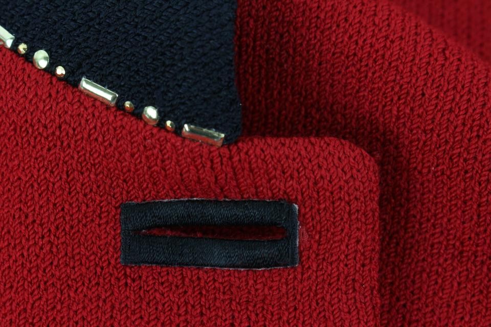St. John Collection Size 14 Marie Grey Red Cardigan s331st36