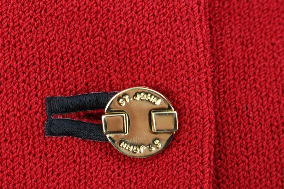 St. John Collection Size 14 Marie Grey Red Cardigan s331st36