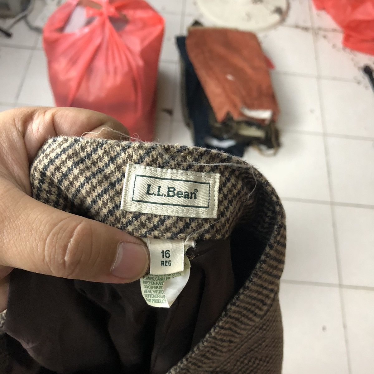 L.L. Bean × Vintage L.L Bean Brown checkered Casual Pants #5881 Size US 33 - 12 Thumbnail