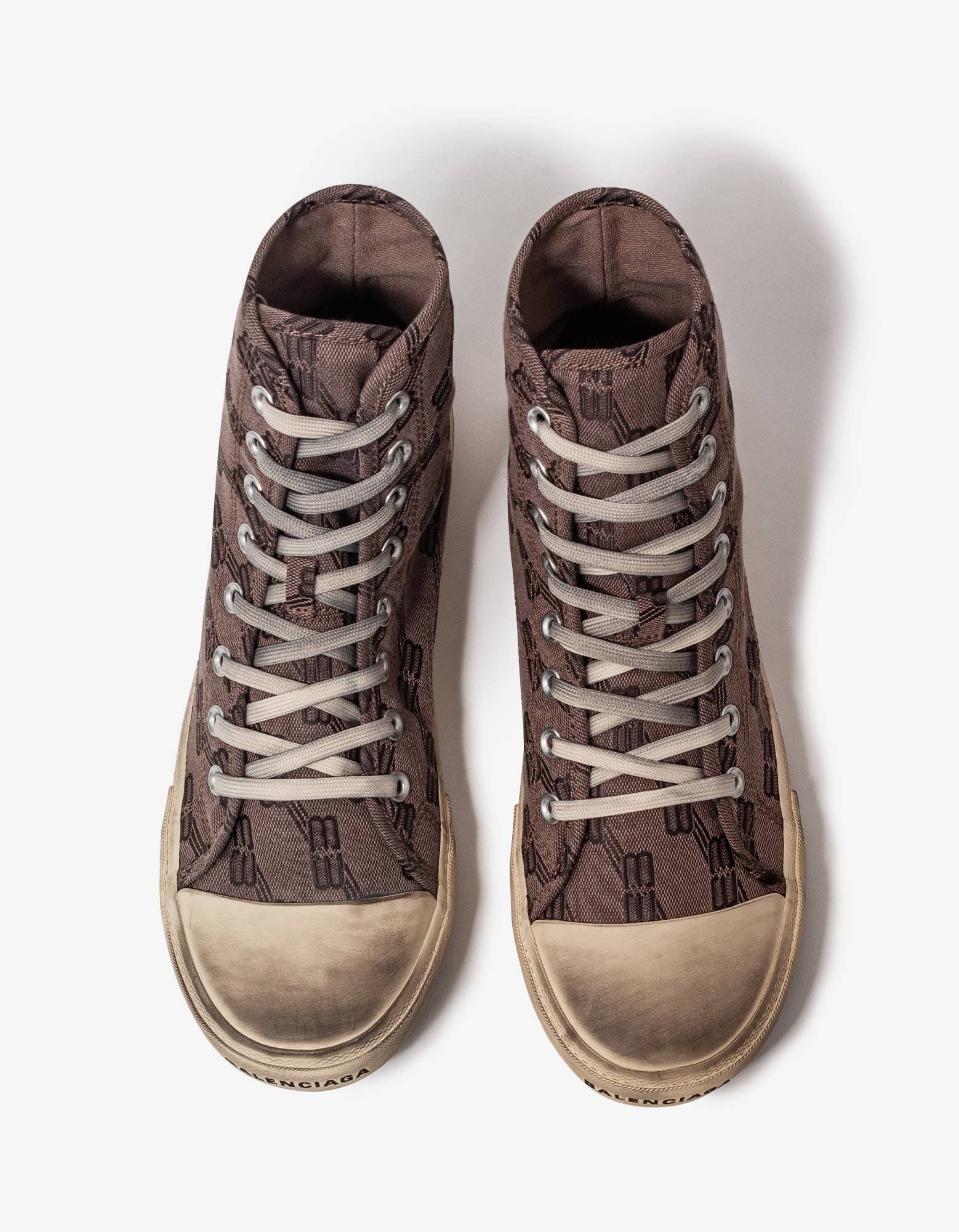 Balenciaga Dark Mink Grey BB Monogram Paris High Top Trainers Size US 12 / EU 45 - 5 Thumbnail