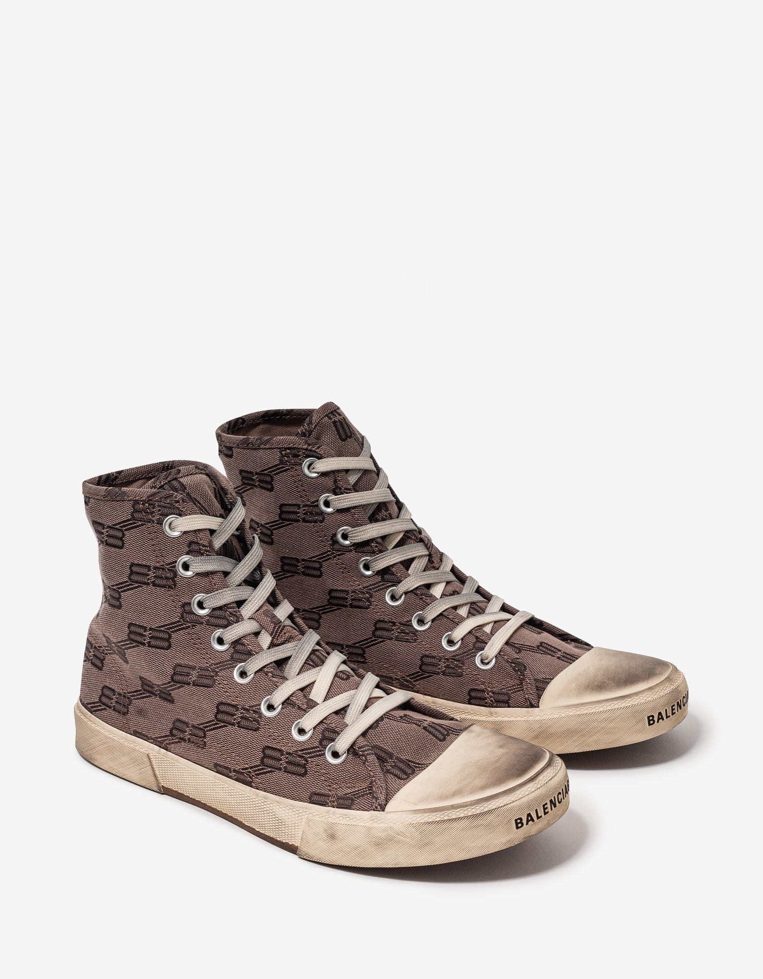 Dark Mink Grey BB Monogram Paris High Top Trainers