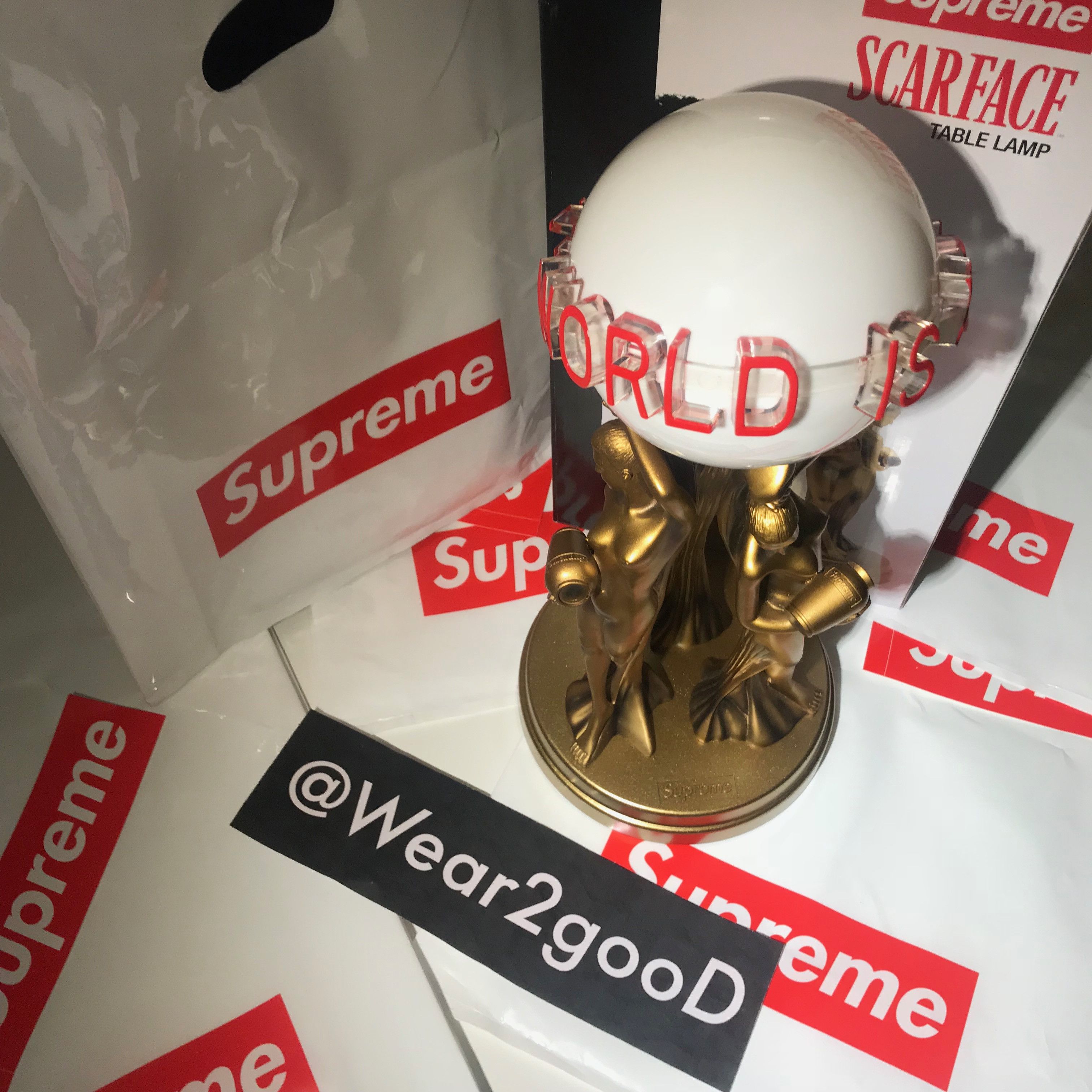 Supreme Supreme x Scarface 'The World Is Yours' Gold Desk Lamp ...