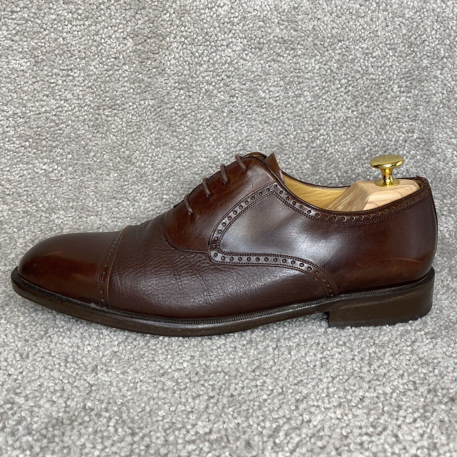 Mezlan Mezlan Havana Brown Leather WingTip Cap Toe Loafers 