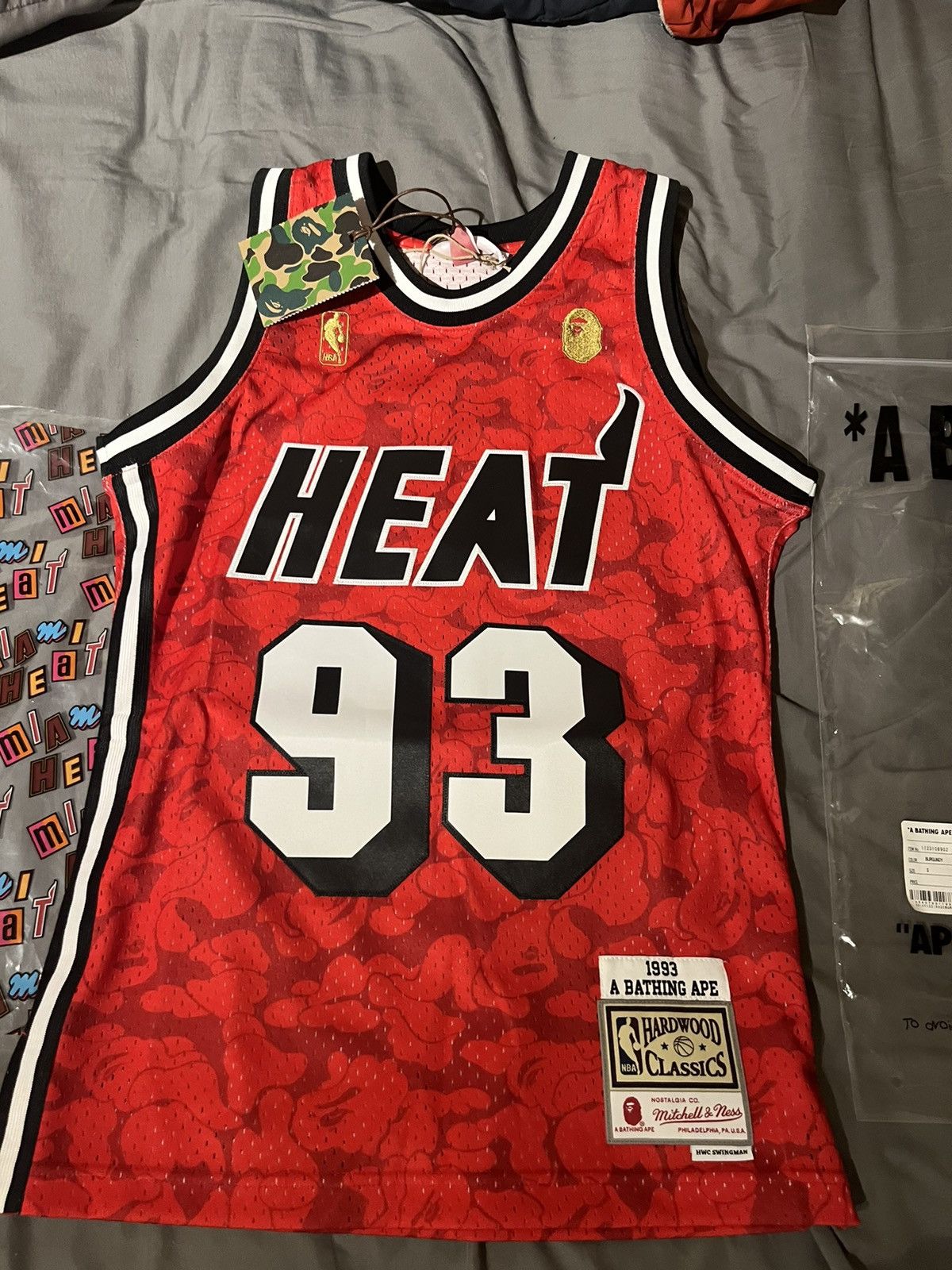 Bape x Mitchell & Ness Miami Heat Jersey Red