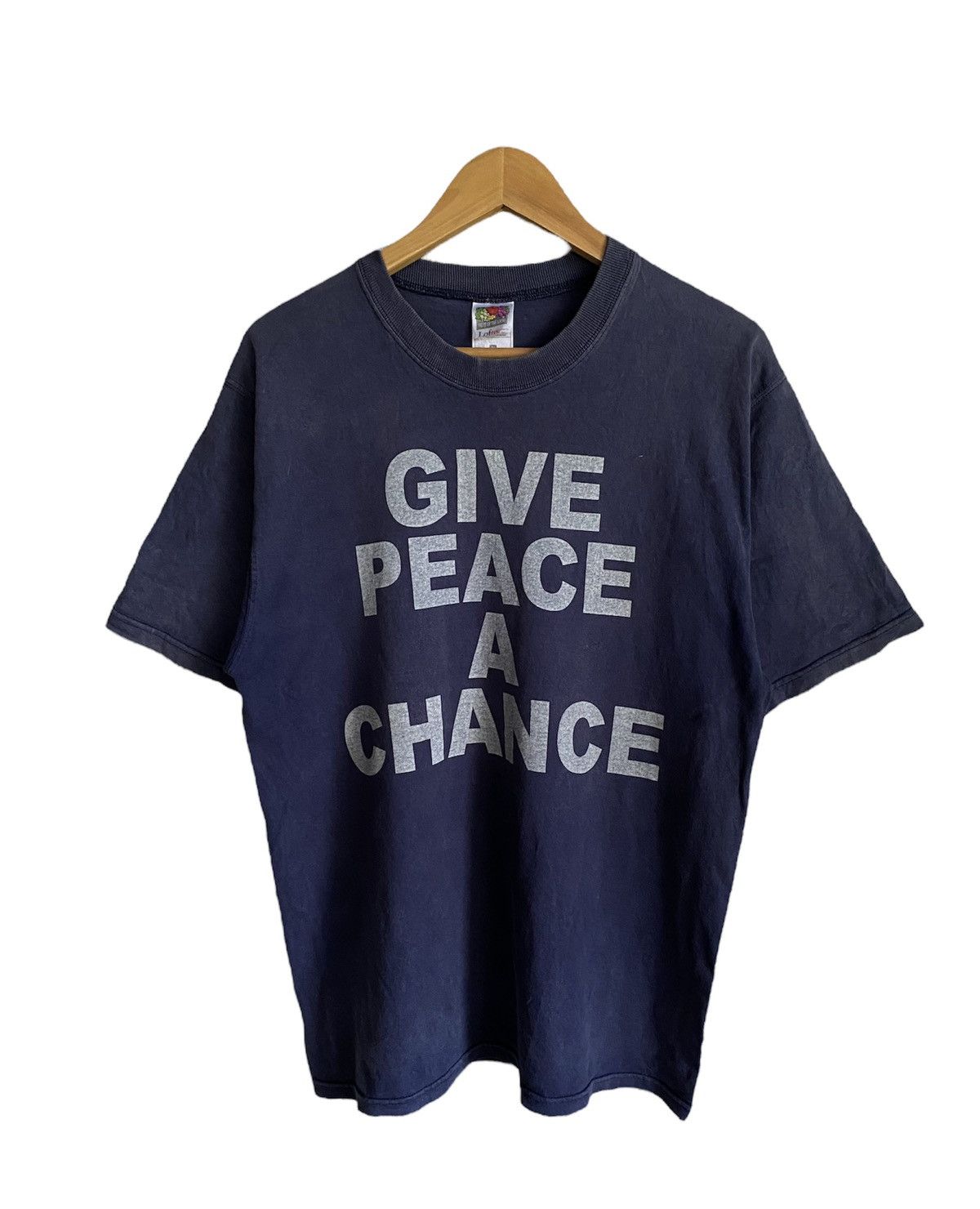 Fruit Of The Loom × Vintage Vintage 90s Give Peace a Chance Statement Size US M / EU 48-50 / 2 - 1 Thumbnail