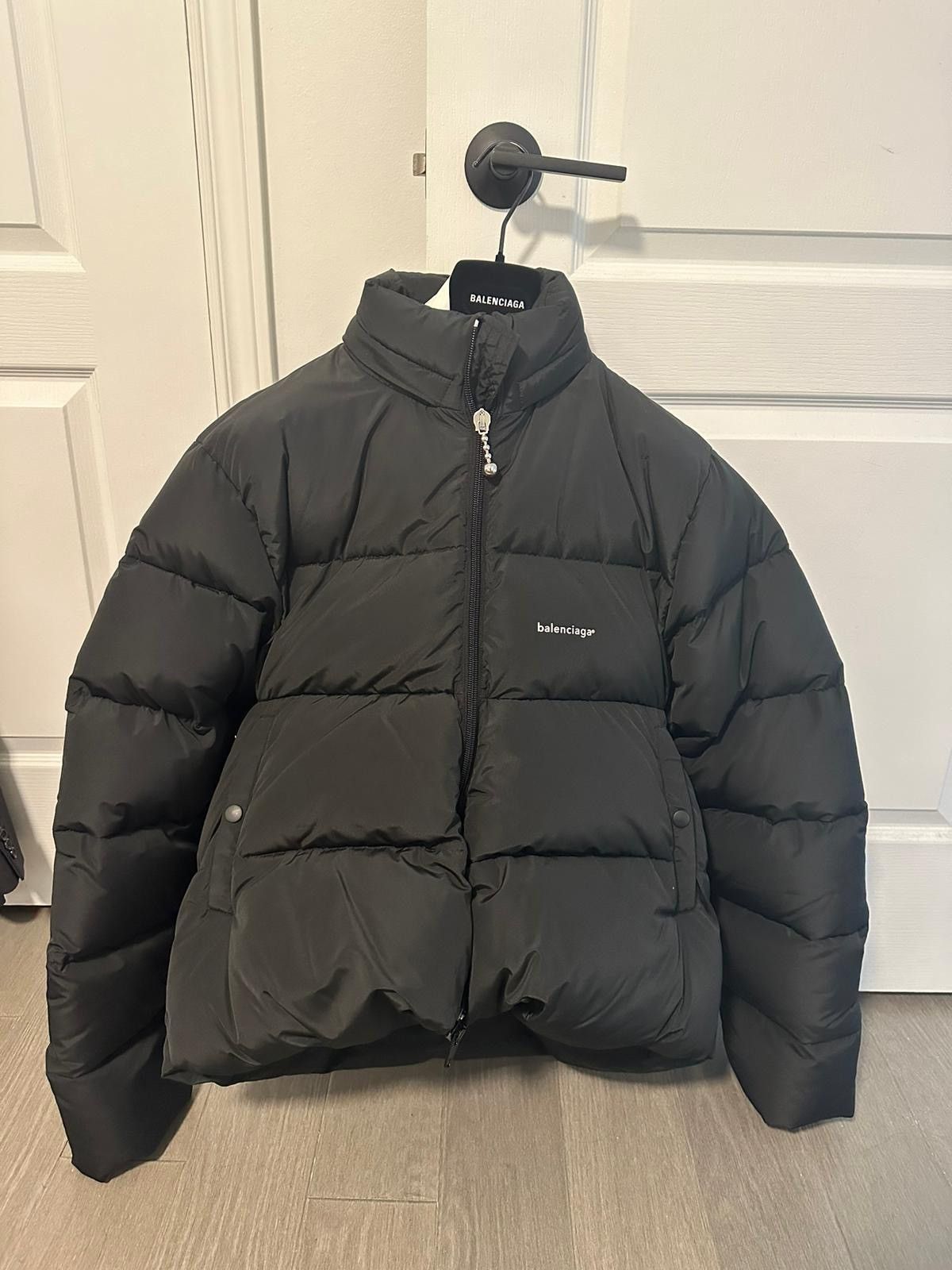 image of Balenciaga C Shape Down Jacket in Black, Men's (Size Small)