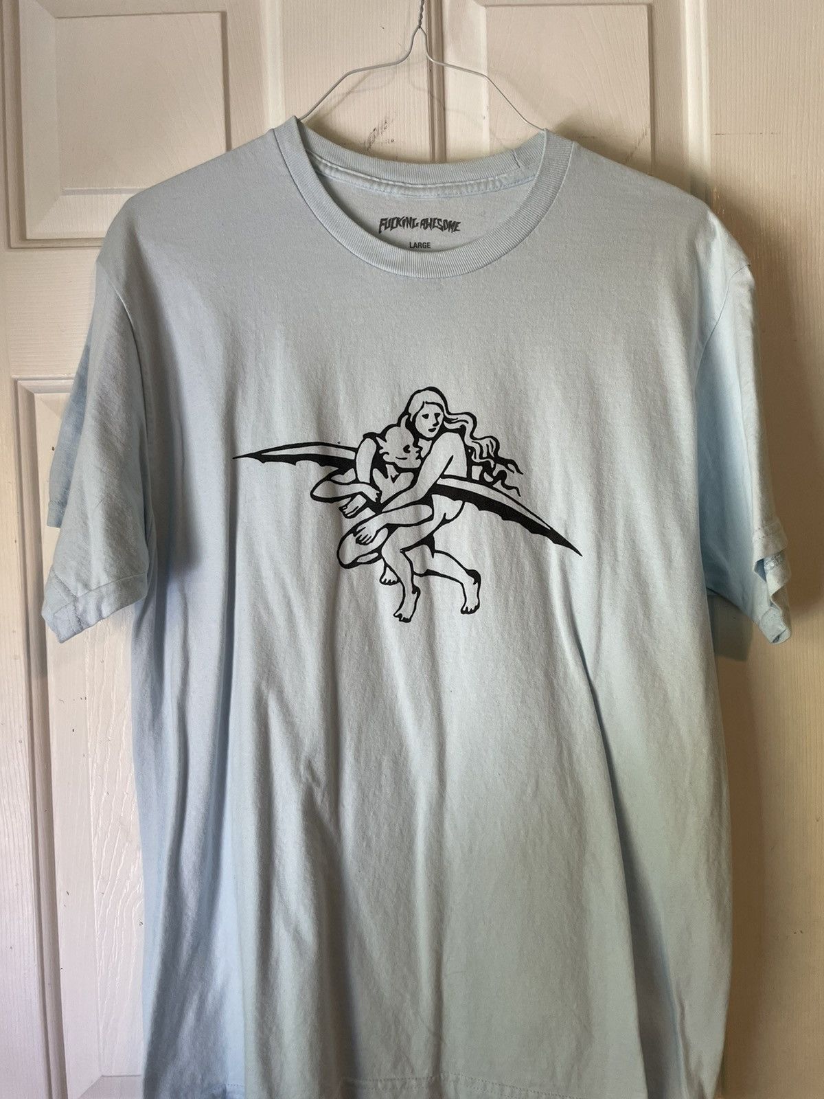 【FUCKING AWESOME】ANGEL WITH DEMONIC ANGEL TEE / WHITE Shop fucking awesome tee shirt angel with demonic angel