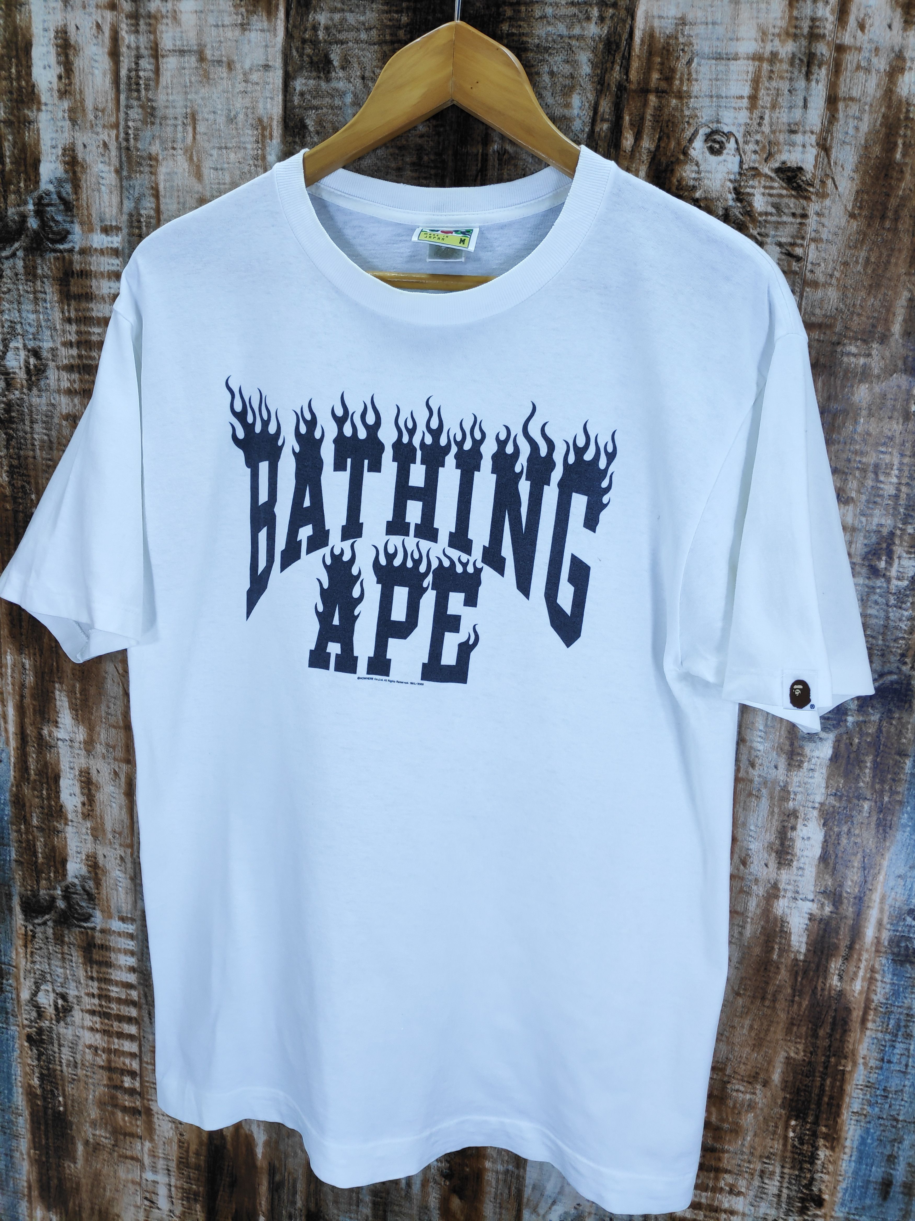 Bape BAPE A Bathing Ape Nigo BAPE Flame Logo Shirt White Tee