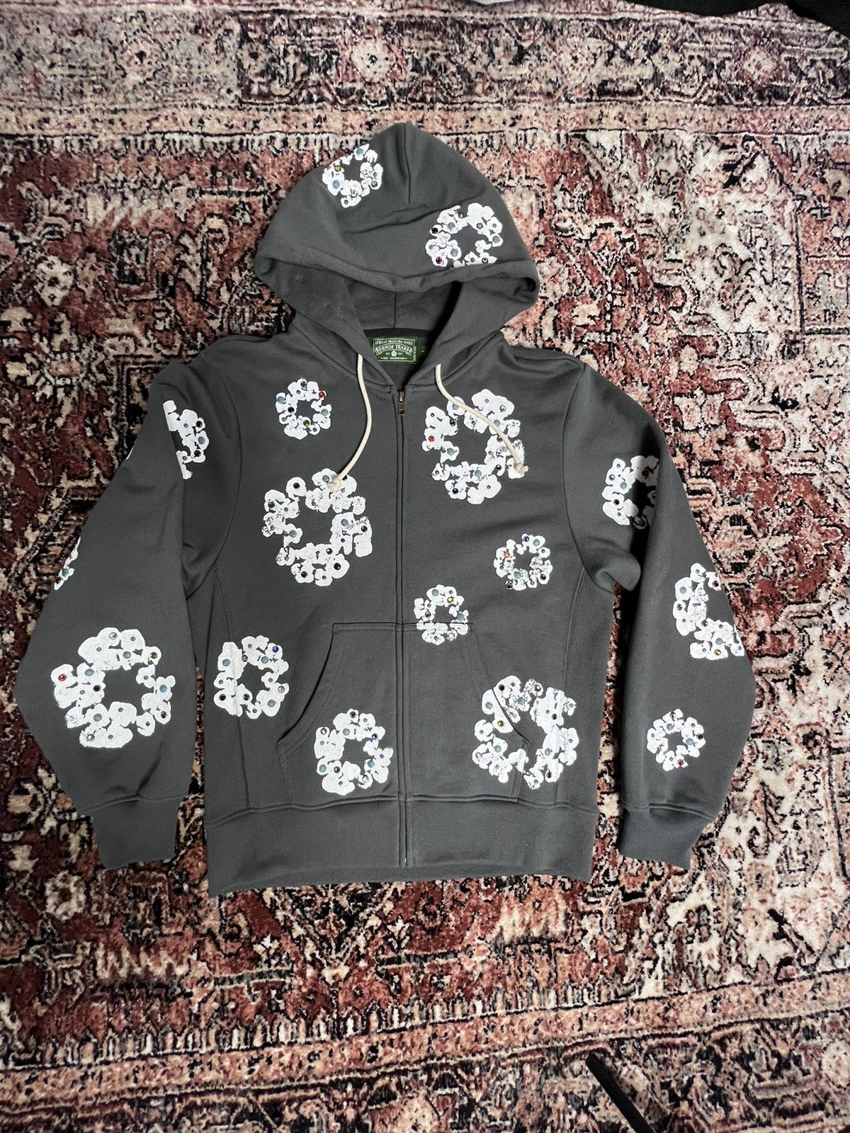 DENIM TEARS Denim Tears Rhinestone Wreath Zip Hoodie | Grailed DENIM TEARS Denim Tears Rhinestone Wreath Zip Hoodie | Grailed