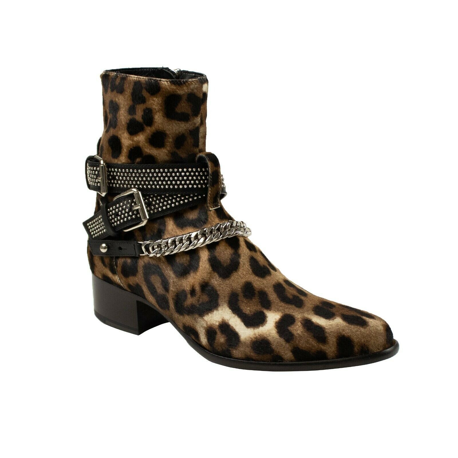 image of Amiri Leopard Print Chain Boot Size 43, Men's