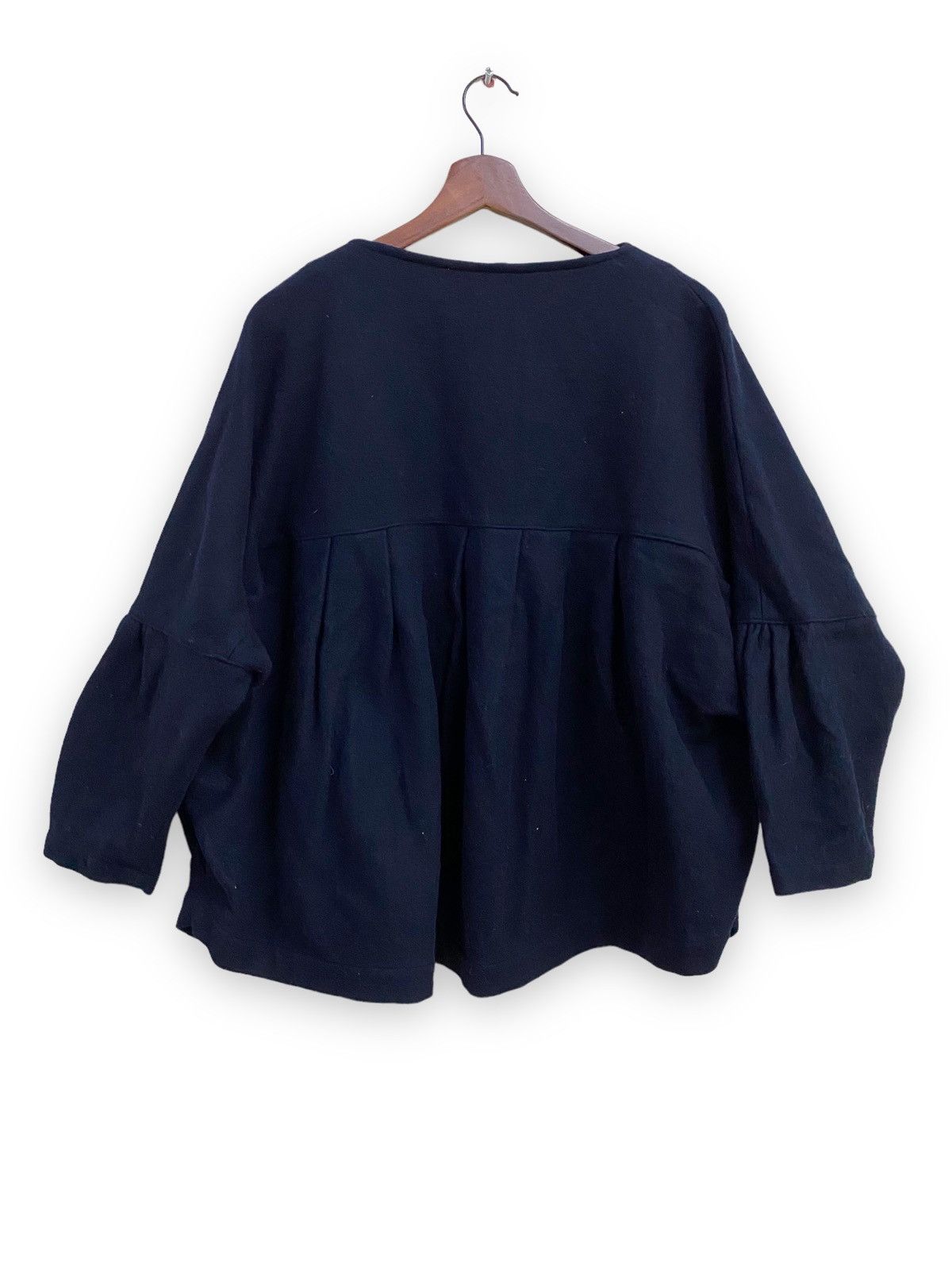 image of Comme Des Garcons Comme Des Garçons Wool Blouse 3Quarter Jacket in Blue Black, Women's (Size 2XL)