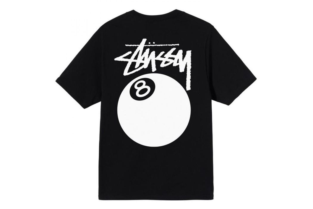 stussy 8 ball tee white
