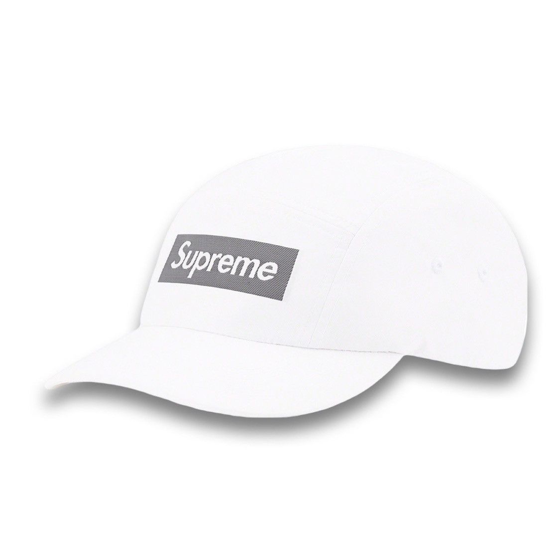 Supreme white box hot cap 5 panel reflective stripe hat made in usa