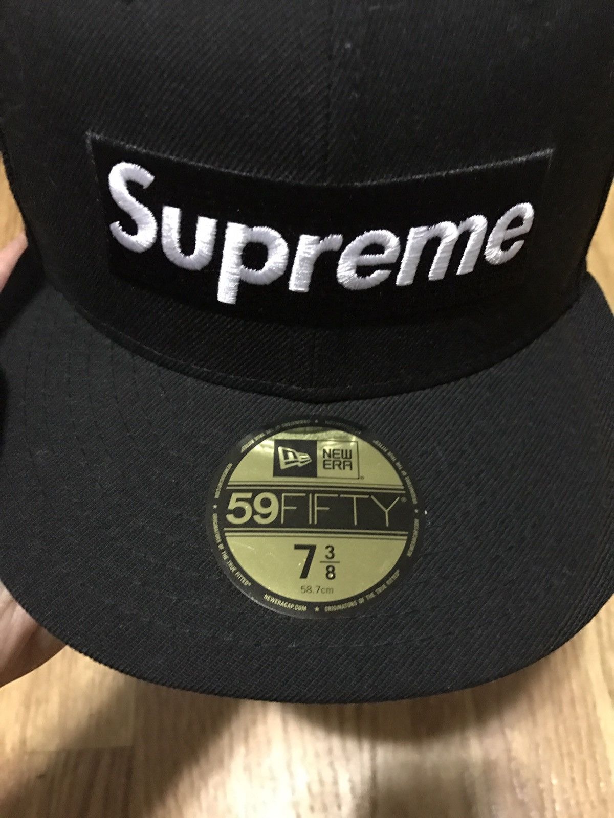 Supreme Supreme Playboy Box Logo New Era Black Fitted Hat 7 3/8