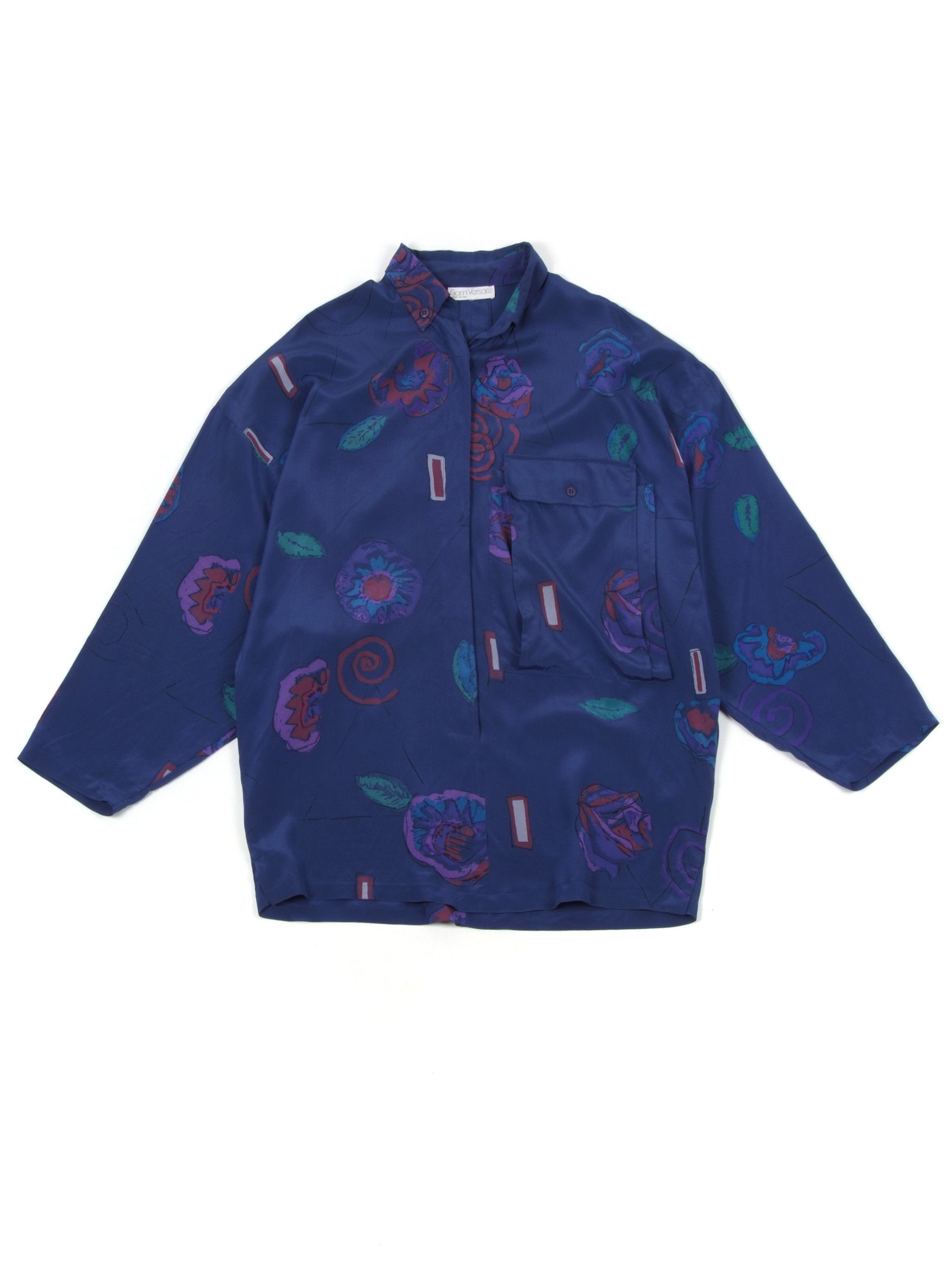 Versace × Vintage Gianni Versace Vintage Abstract Pattern Silk Blouse Shirt Size L / US 10 / IT 46 - 1 Thumbnail