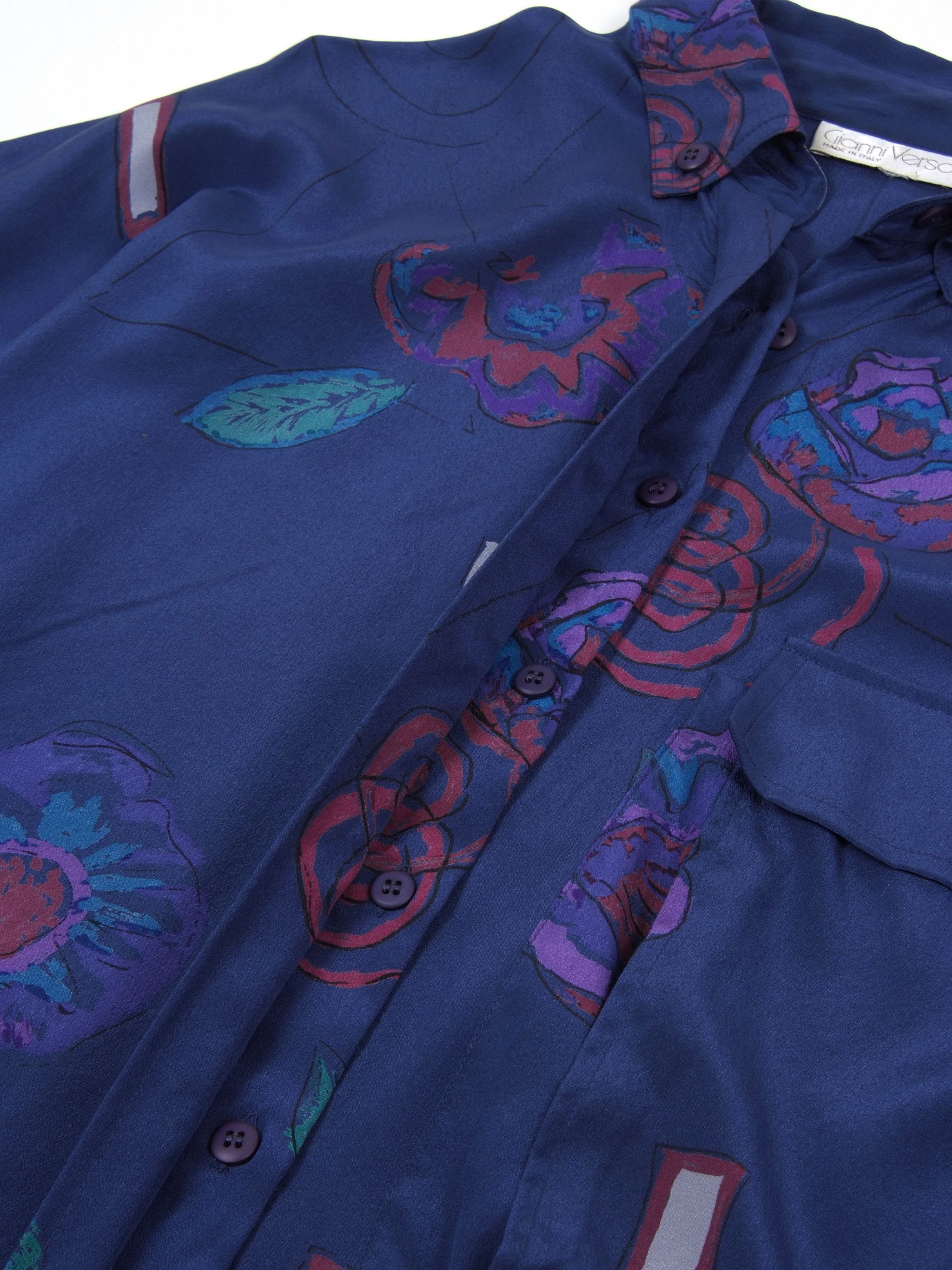 Versace × Vintage Gianni Versace Vintage Abstract Pattern Silk Blouse Shirt Size L / US 10 / IT 46 - 5 Thumbnail