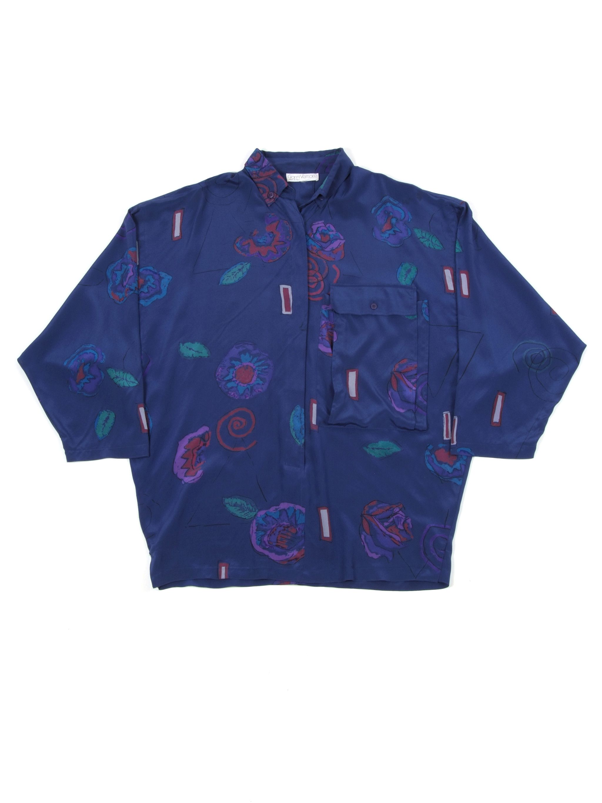 Versace × Vintage Gianni Versace Vintage Abstract Pattern Silk Blouse Shirt Size L / US 10 / IT 46 - 3 Thumbnail