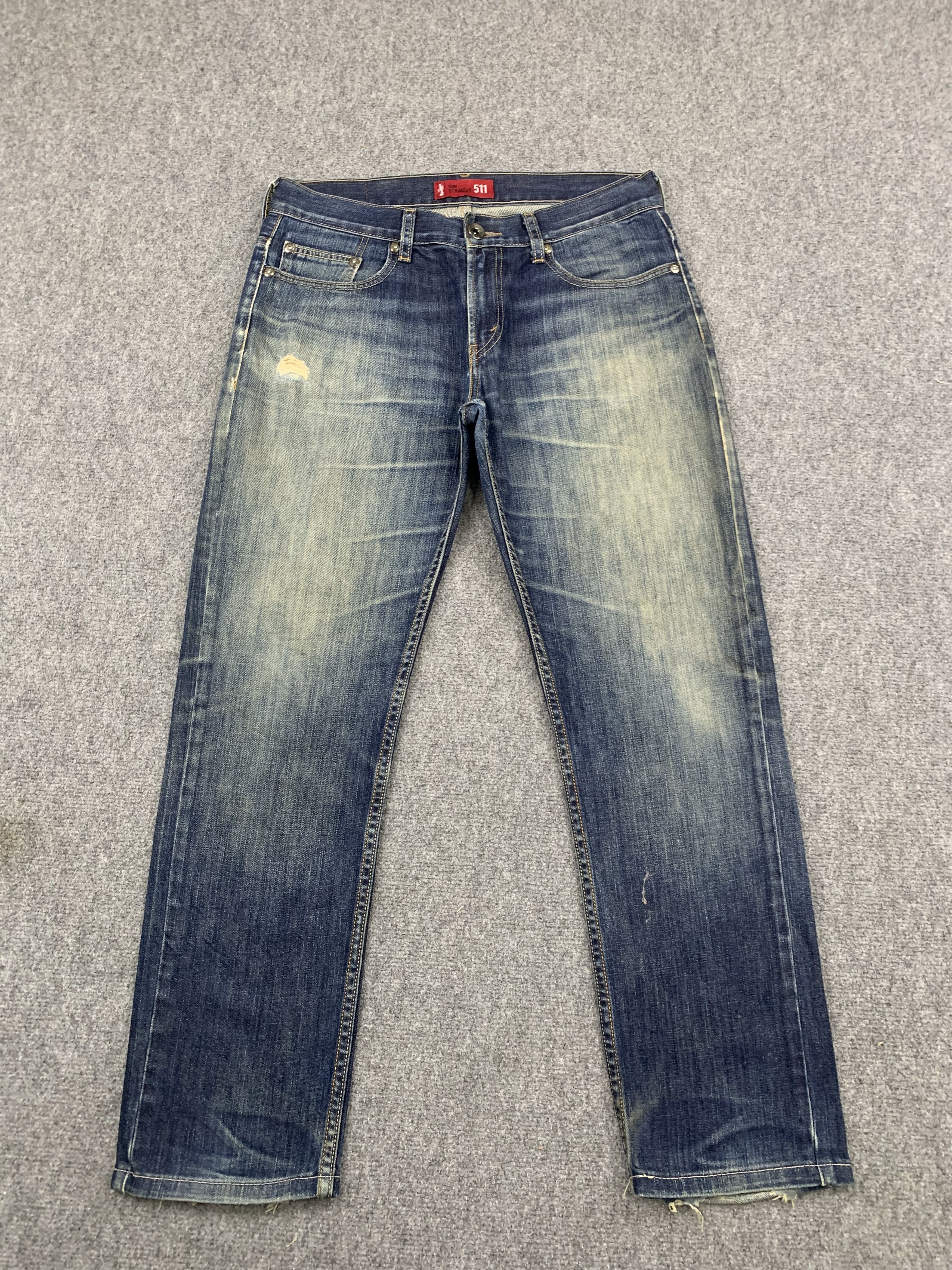 image of Levis 511 Faded Blue Jeans in Blue Denim, Men's (Size 35)