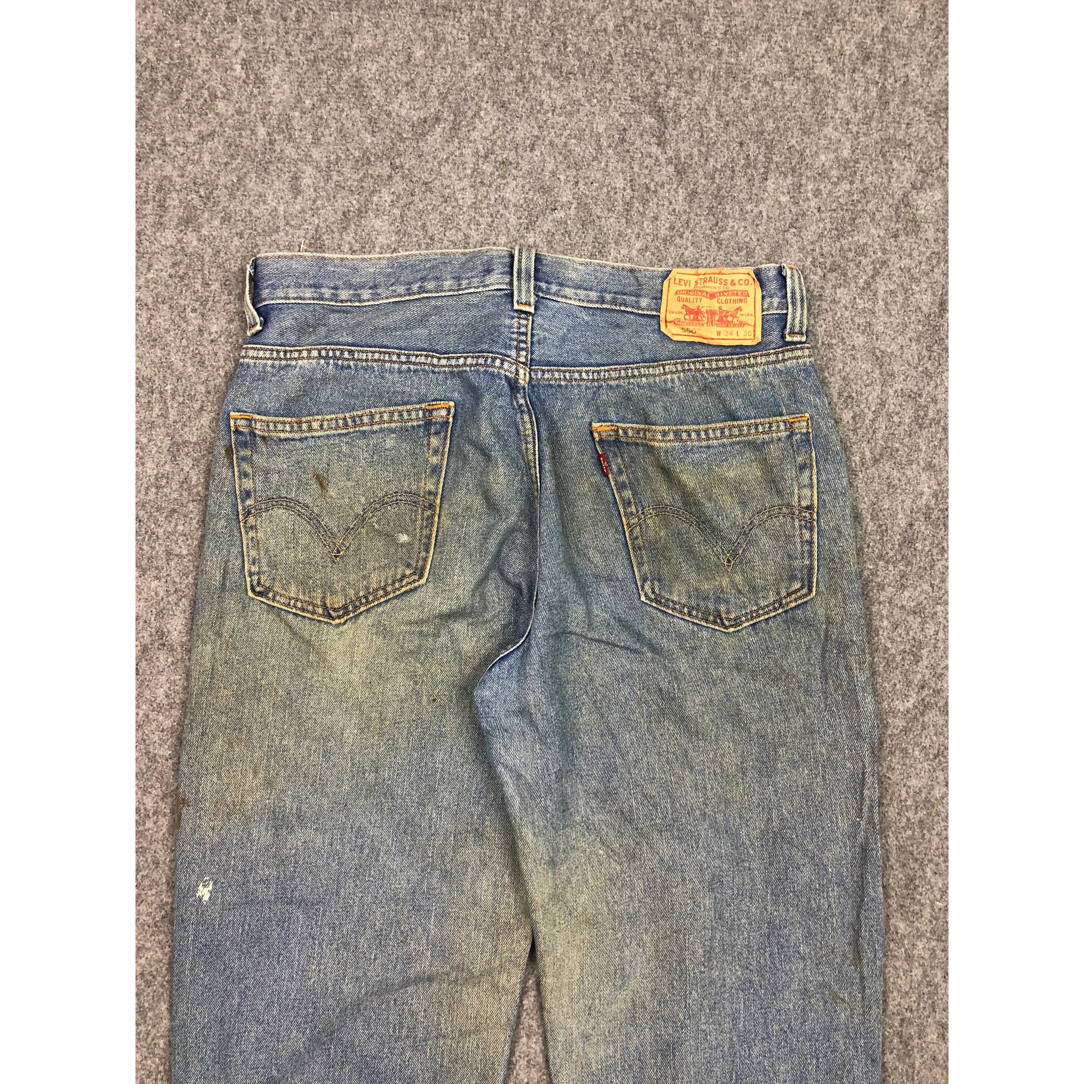Levi's Vintage Levis 550 Relaxed Fit Dirty Wash Denim DP0353 Size US 36 / EU 52 - 4 Thumbnail