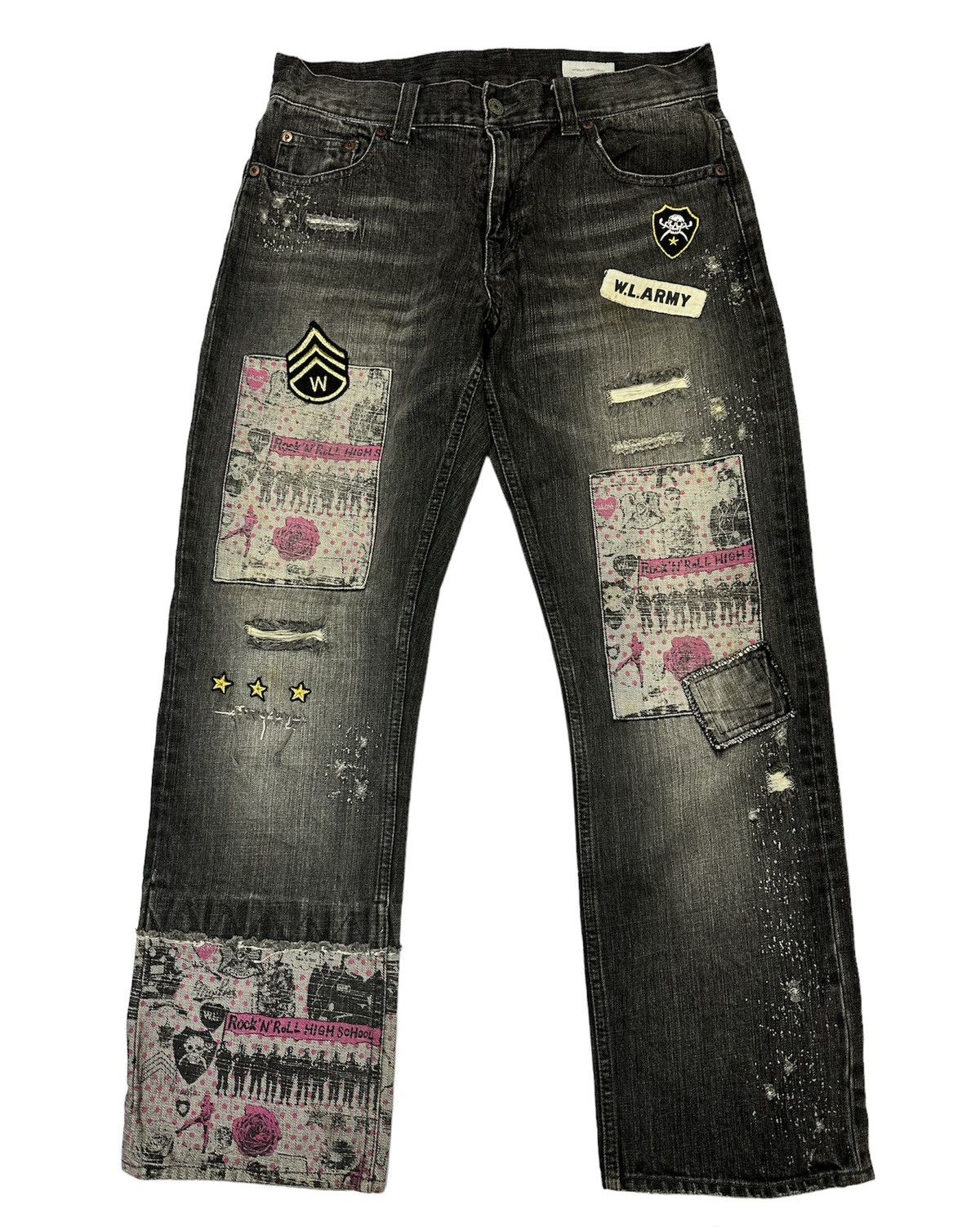Beauty Beast × Hysteric Glamour × Japanese Brand Rare WWL Distressed & Patchworks Jeans Size US 32 / EU 48 - 4 Thumbnail