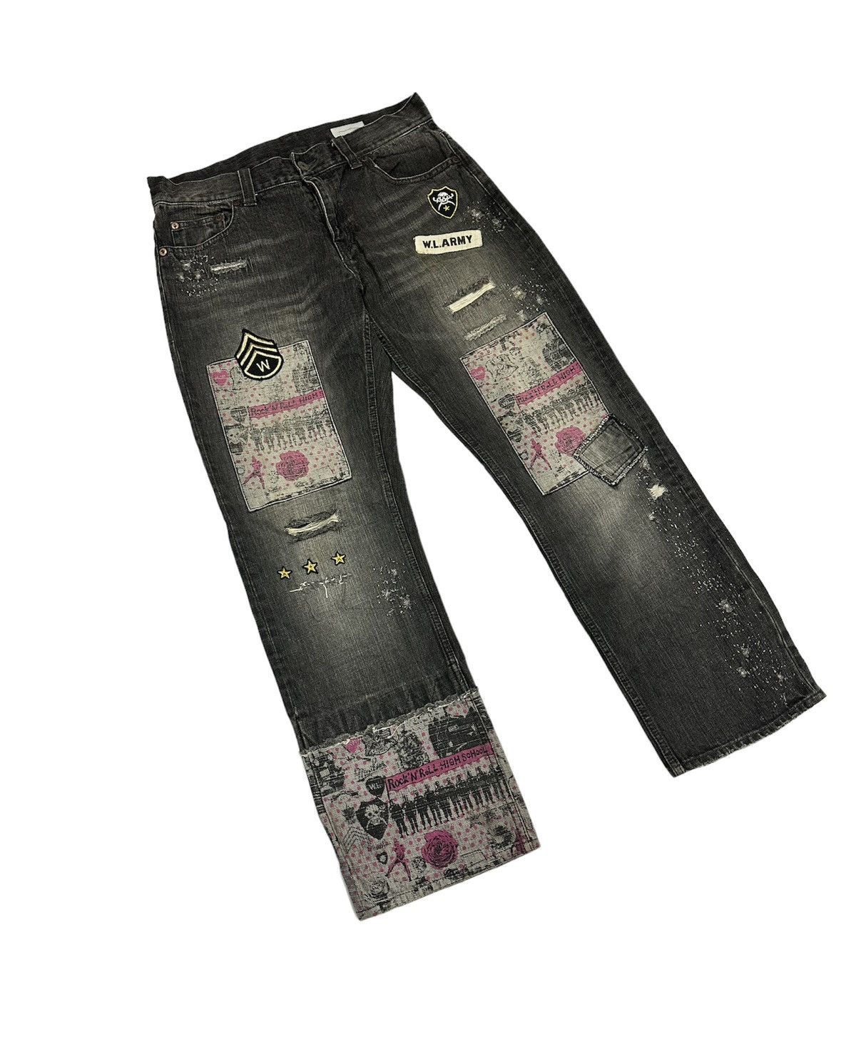 Beauty Beast × Hysteric Glamour × Japanese Brand Rare WWL Distressed & Patchworks Jeans Size US 32 / EU 48 - 2 Thumbnail