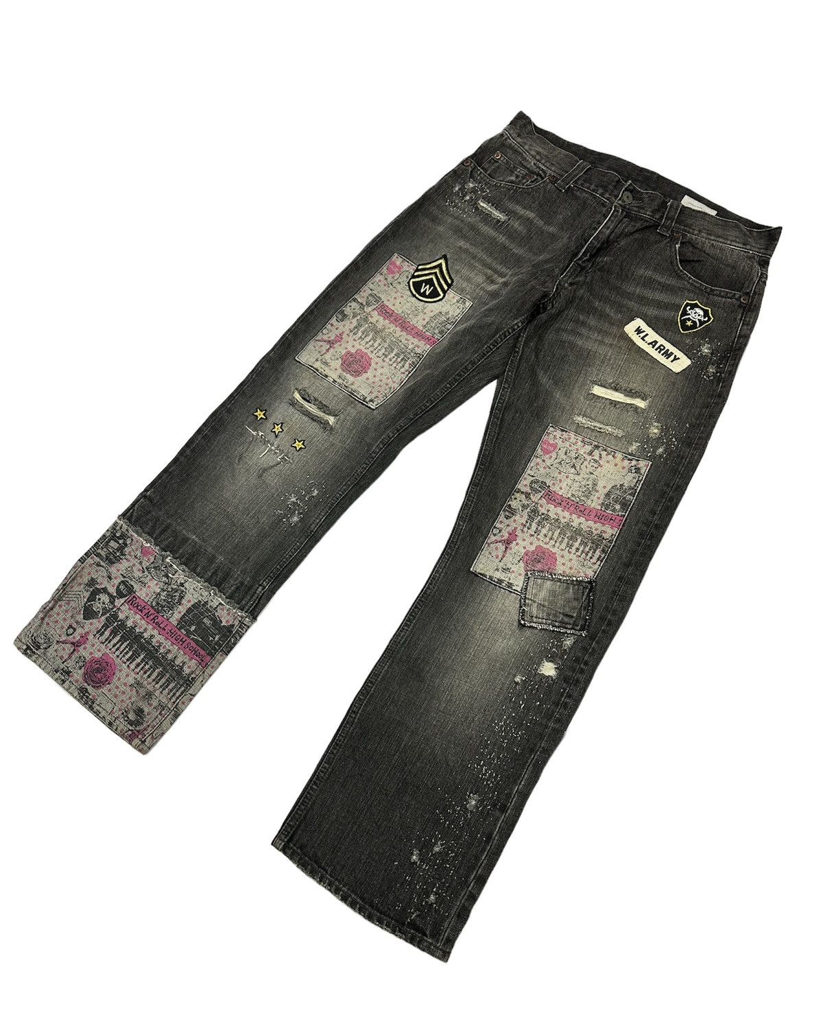 Beauty Beast × Hysteric Glamour × Japanese Brand Rare WWL Distressed & Patchworks Jeans Size US 32 / EU 48 - 3 Thumbnail