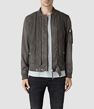Allsaints large bomber leather suede jacket