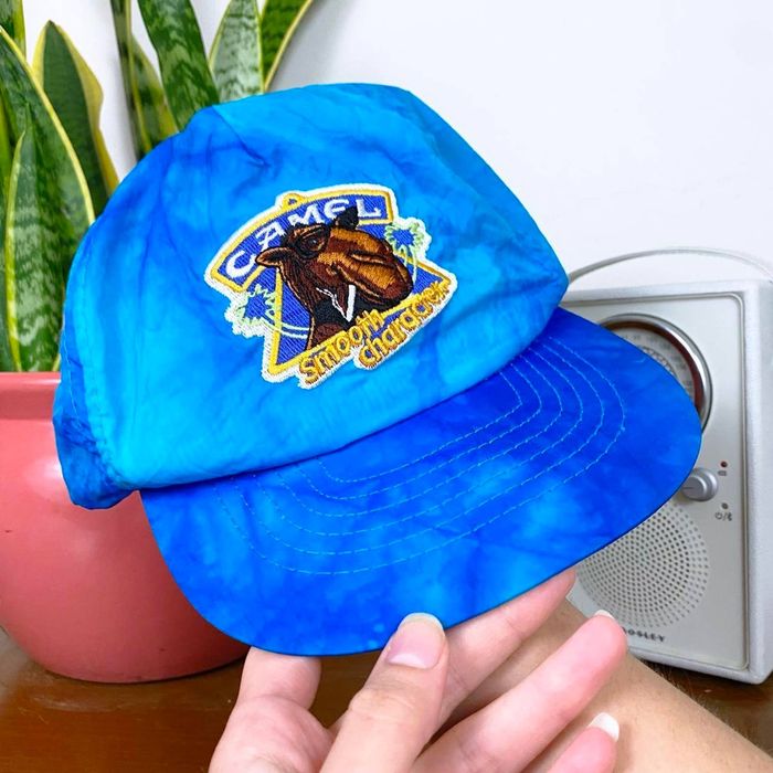 Camel 90s Vintage Teal Blue Camel “Smooth Character” Tie Dye Hat | Grailed