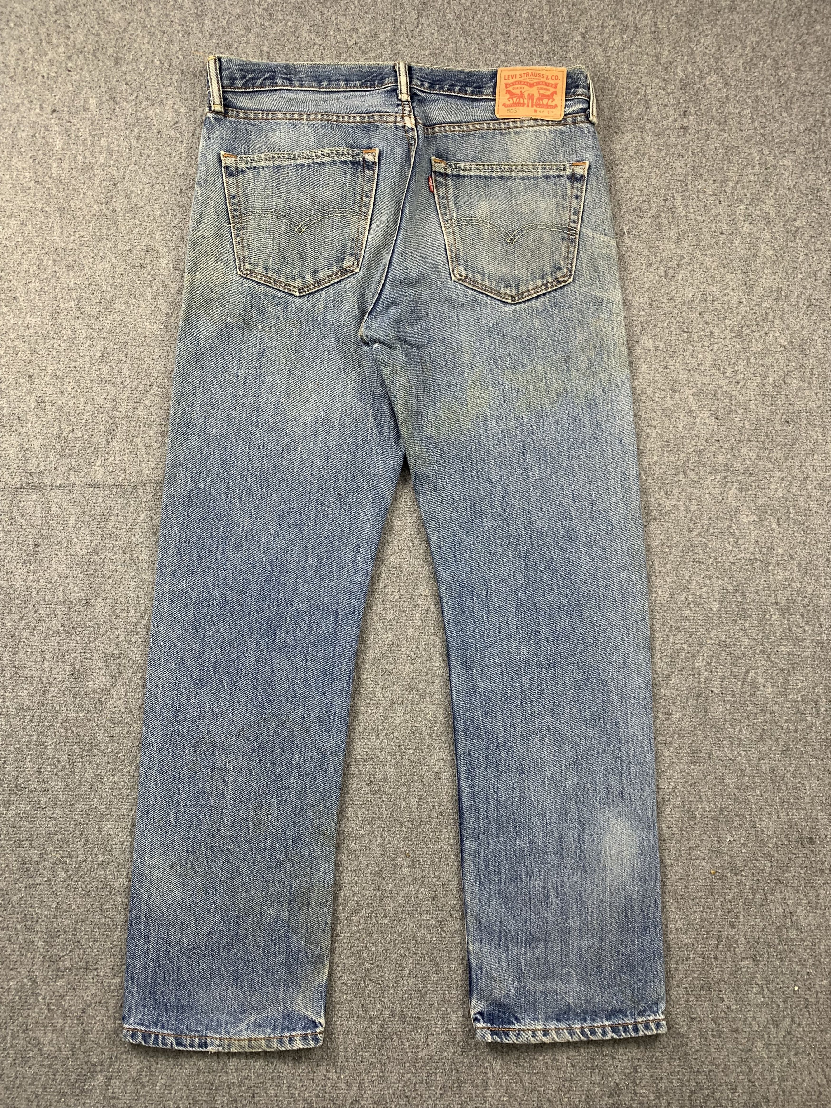 Levi's Vintage Levis 505 Faded Blue Jeans DP2108 Size US 35 - 2 Thumbnail