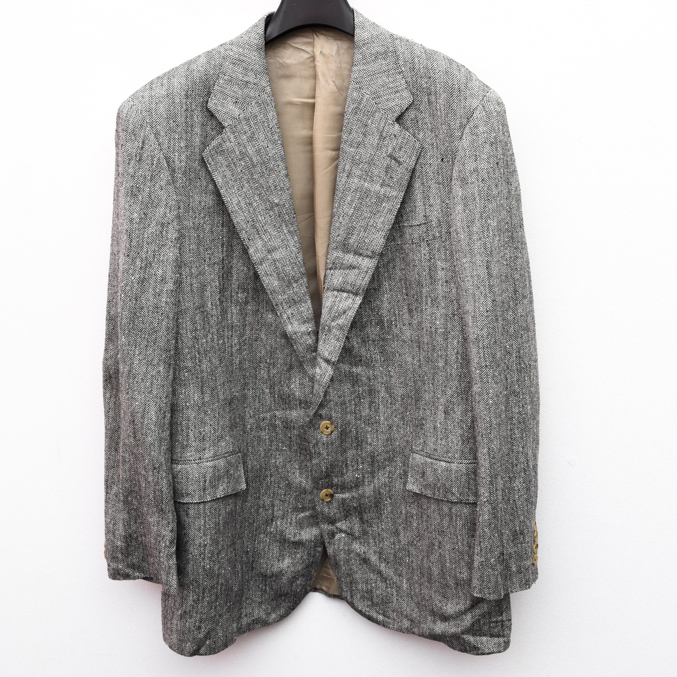 Club Room CLUB ROOM Silk Blazer Herringbone Tweed Coat Jacket Suit Size 42R - 1 Thumbnail
