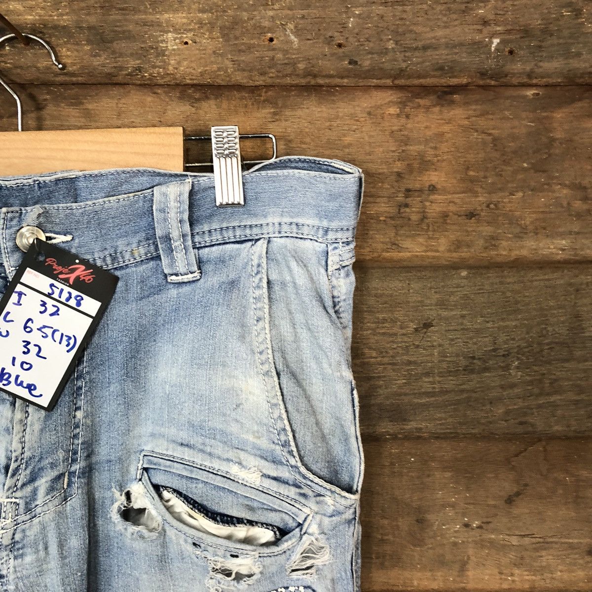 Japanese Brand Tora Blue thrashed dirty Distressed Denim Pants #5128 Size US 32 / EU 48 - 5 Thumbnail