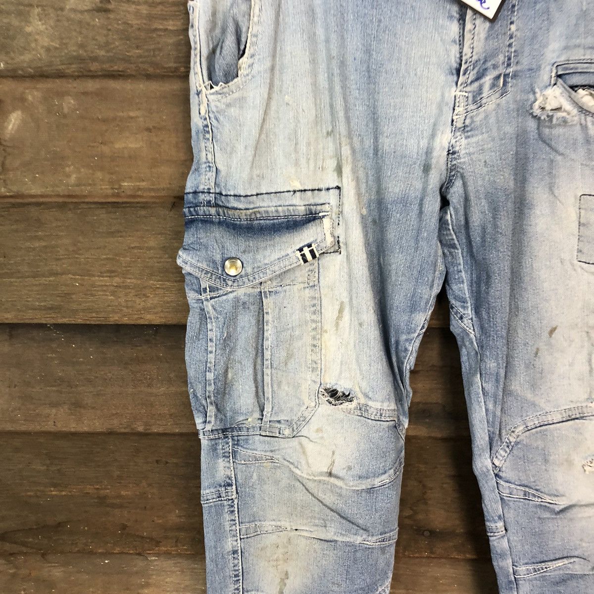 Japanese Brand Tora Blue thrashed dirty Distressed Denim Pants #5128 Size US 32 / EU 48 - 6 Thumbnail