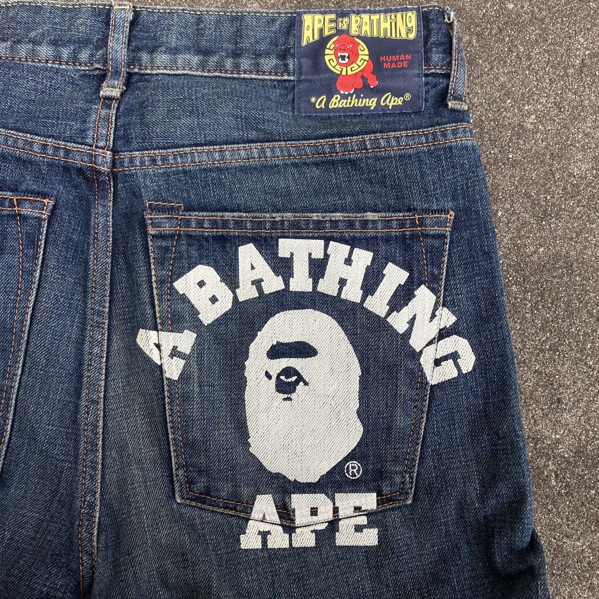 Bape VINTAGE BAPE DENIM JEANS COLLEGE LOGO and ASNKA LETTER Size US 29 - 3 Thumbnail