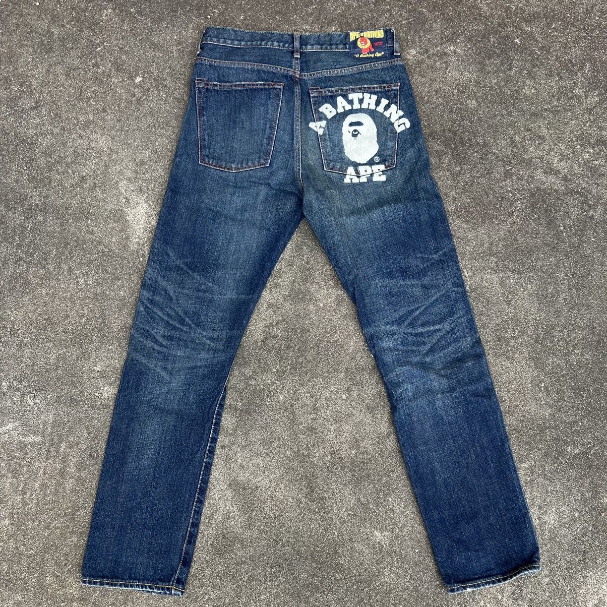 Bape VINTAGE BAPE DENIM JEANS COLLEGE LOGO and ASNKA LETTER Size US 29 - 1 Thumbnail