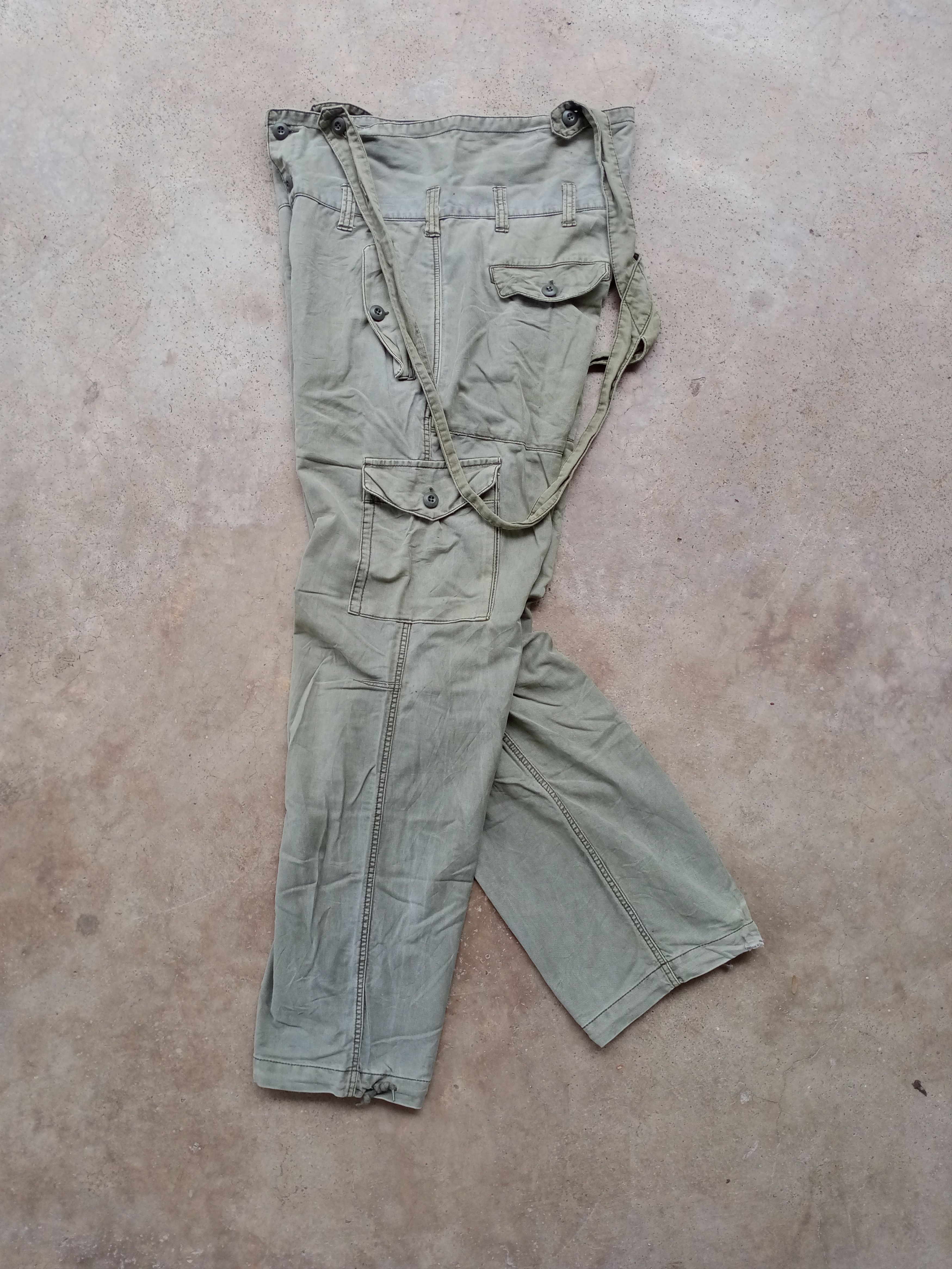 Rare🔥 Flash report vintage fatigues cargo suspenders