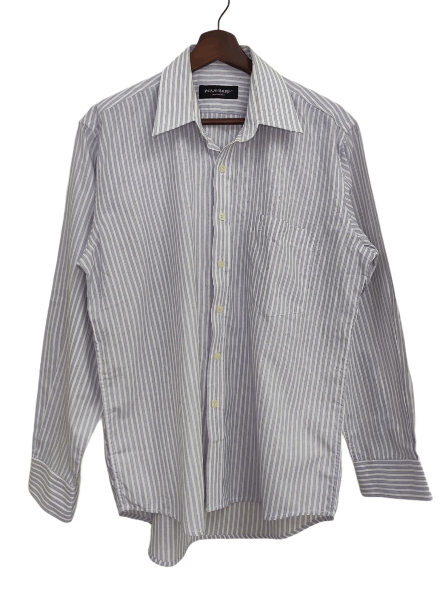 Vintage × Yves Saint Laurent Vintage 3x Yves Saint Laurent White And Stripes Shirts Size US M / EU 48-50 / 2 - 9 Thumbnail