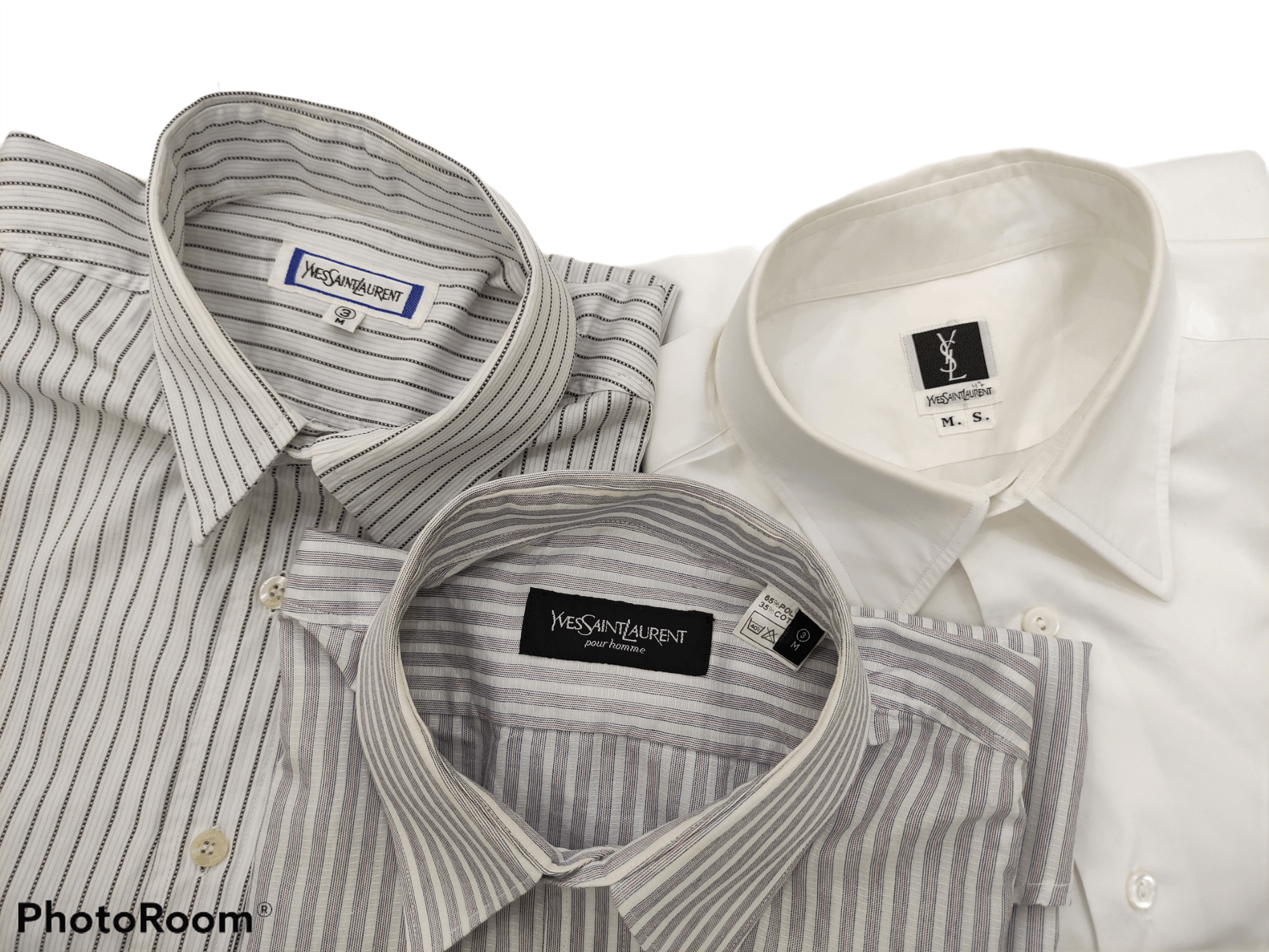 Vintage × Yves Saint Laurent Vintage 3x Yves Saint Laurent White And Stripes Shirts Size US M / EU 48-50 / 2 - 2 Thumbnail