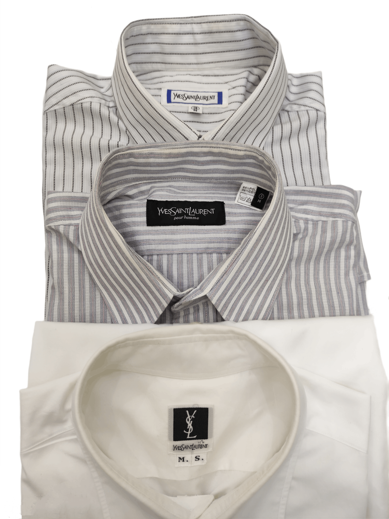 Vintage × Yves Saint Laurent Vintage 3x Yves Saint Laurent White And Stripes Shirts Size US M / EU 48-50 / 2 - 1 Thumbnail